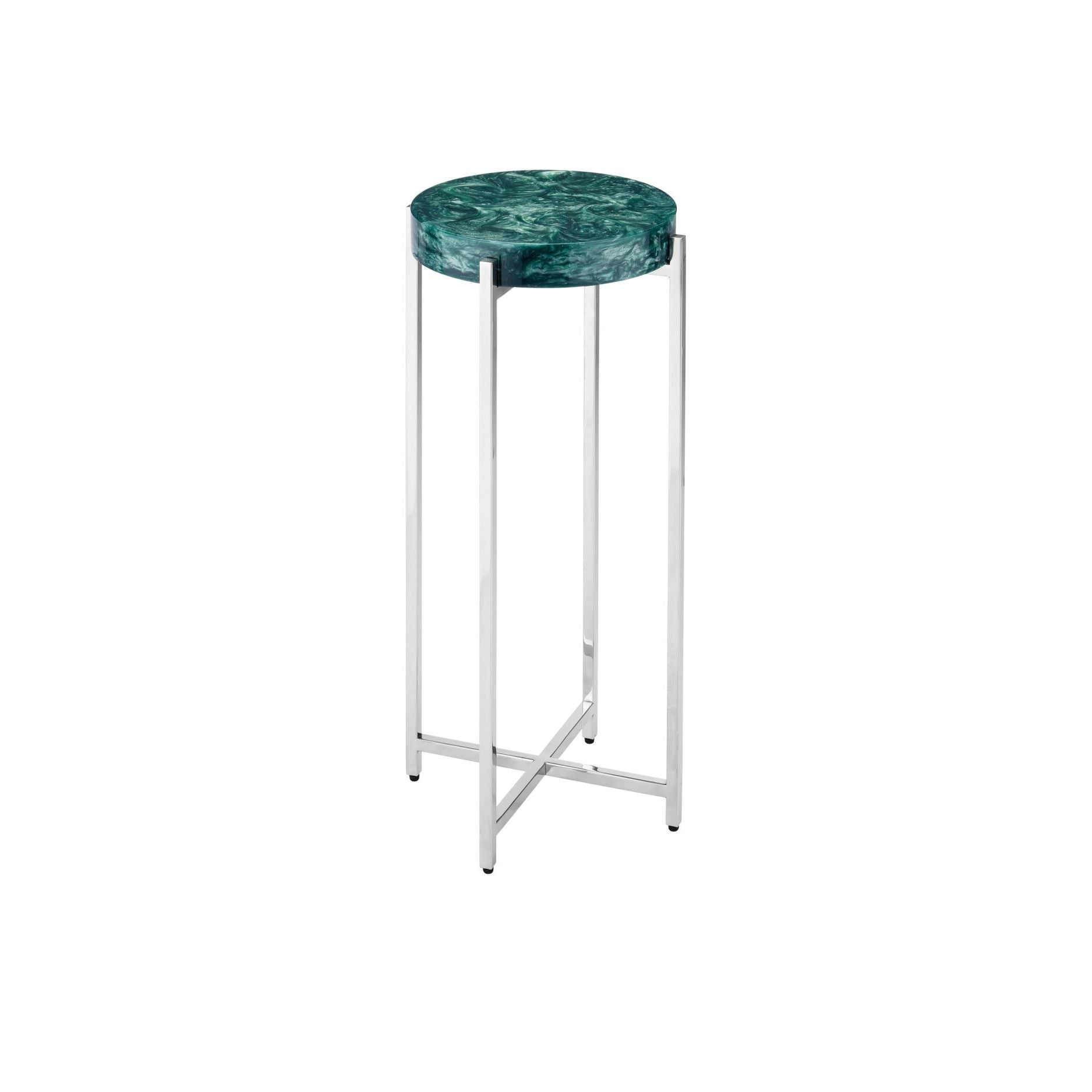 Currey and Company - 4000-0227 - Table basse - Rina - Bleu sarcelle / Nickel poli
