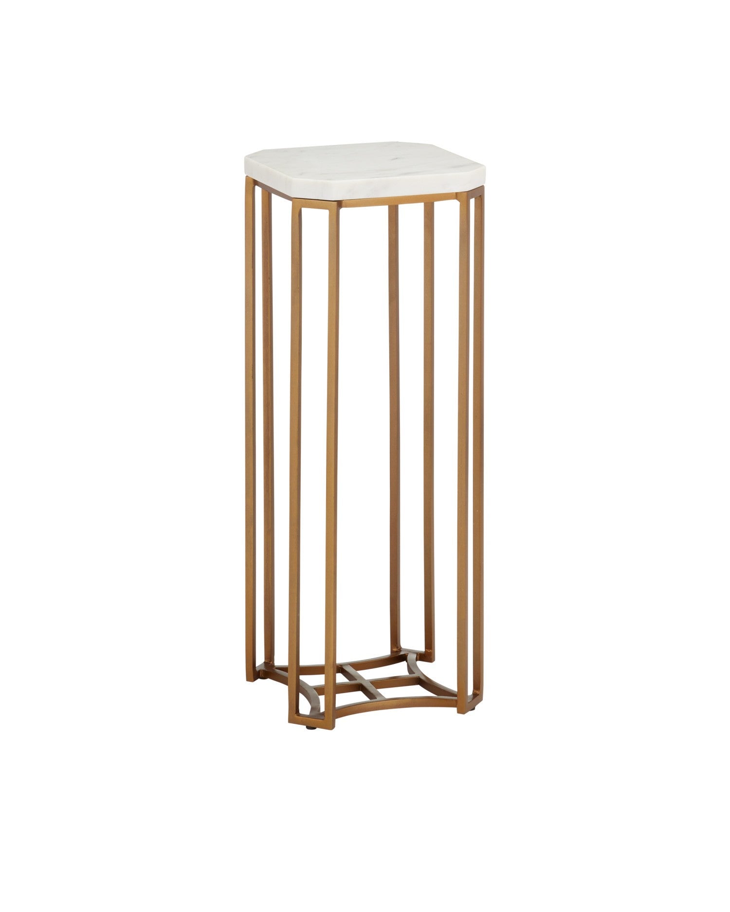 Currey and Company - 4000-0235 - Drinks Table - Ocho Marble Drinks Table - White / Antique Brass