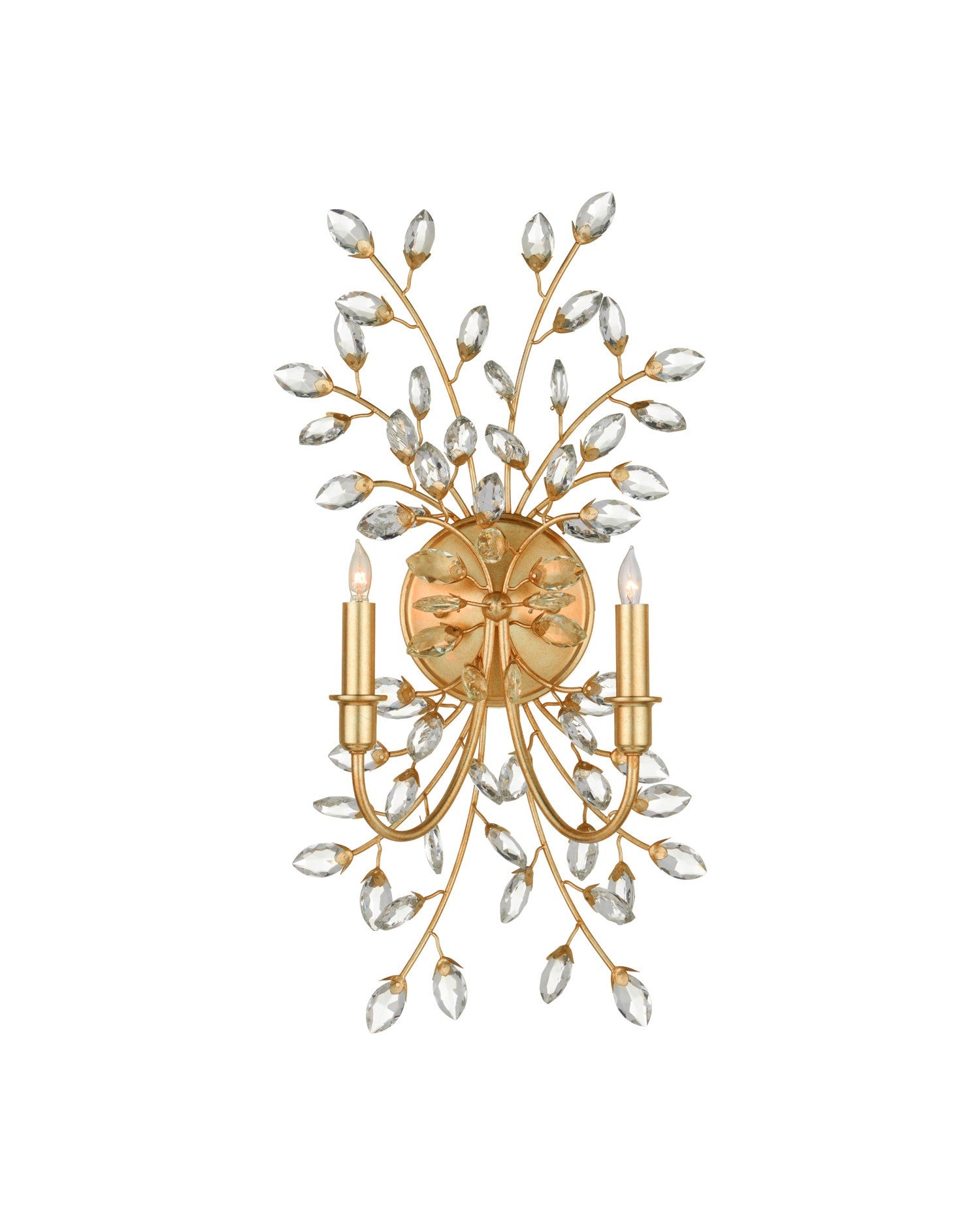 Currey and Company - 5000-0275 - Two Light Wall Sconce - Forget-Me-Not - Clear / Chinois Gold Leaf