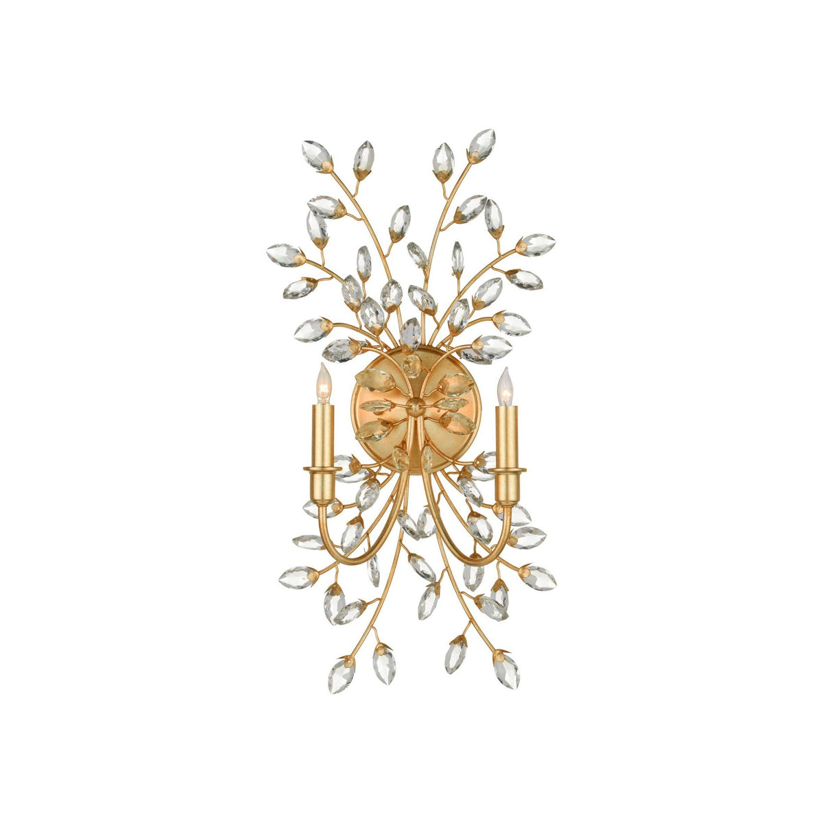 Currey and Company - 5000-0275 - Deux lumières Murale Myosotis - Transparent / Feuille d'or chinoise