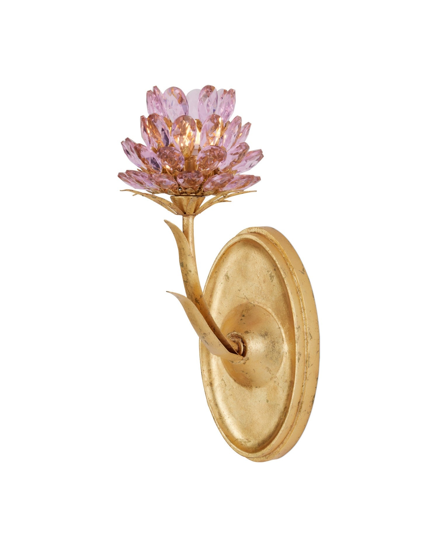 Currey and Company - 5000-0279 - One Light Wall Sconce - Marilee - Pink / Dutch Gold Leaf