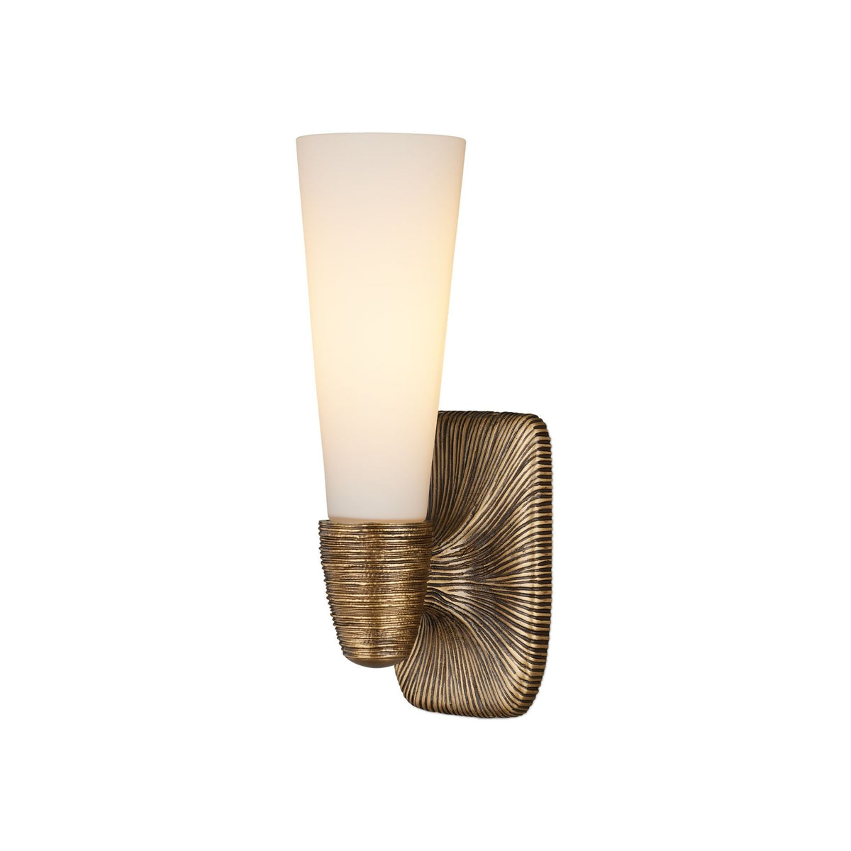 Currey and Company - 5800-0067 - One Light Wall Sconce - Bonaz - Opaque White / Antique Brass