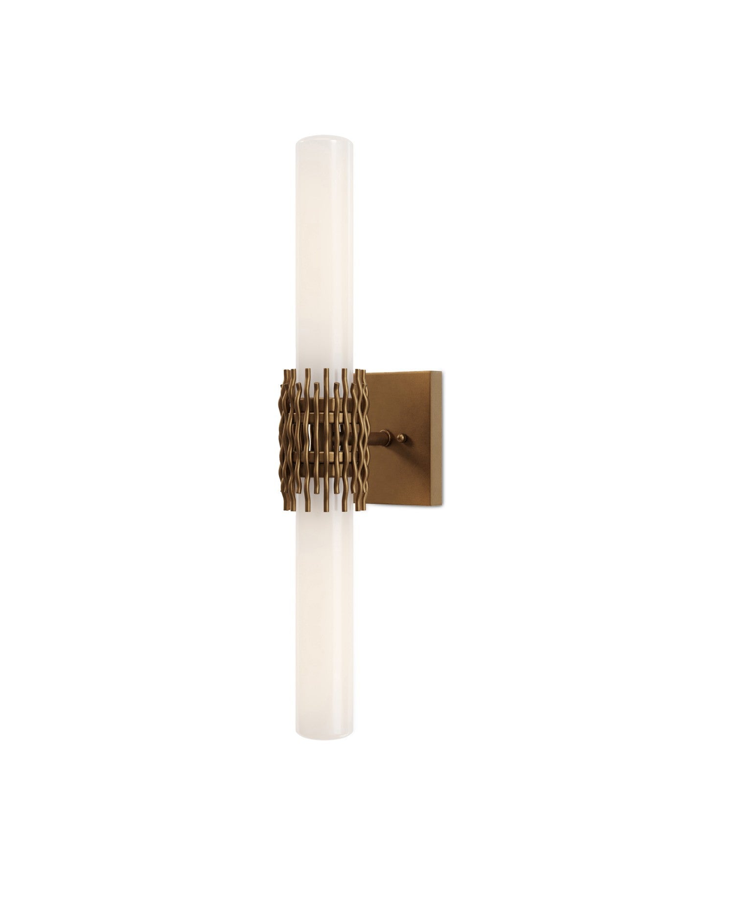 Currey and Company - 5800-0069 - Two Light Wall Sconce - Brietta - Opaque White / Antique Brass