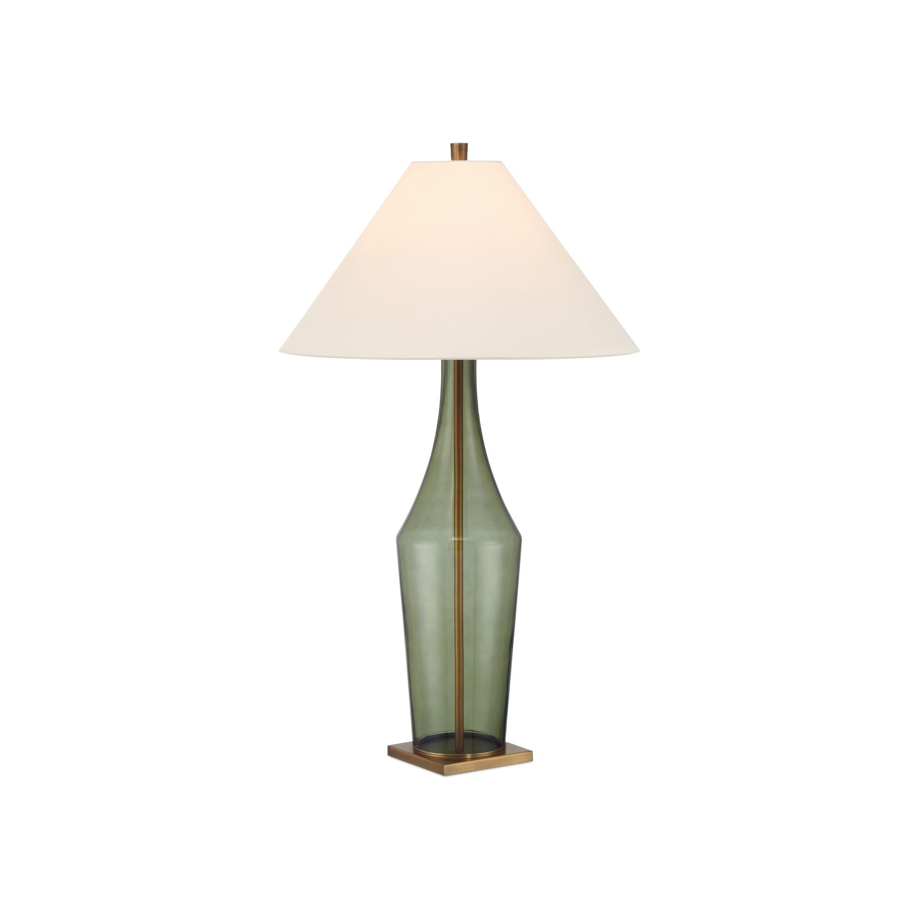 Currey and Company - 6000-1010 - One Light Table Lamp - Olive Green Table Lamp - Green / Antique Brass