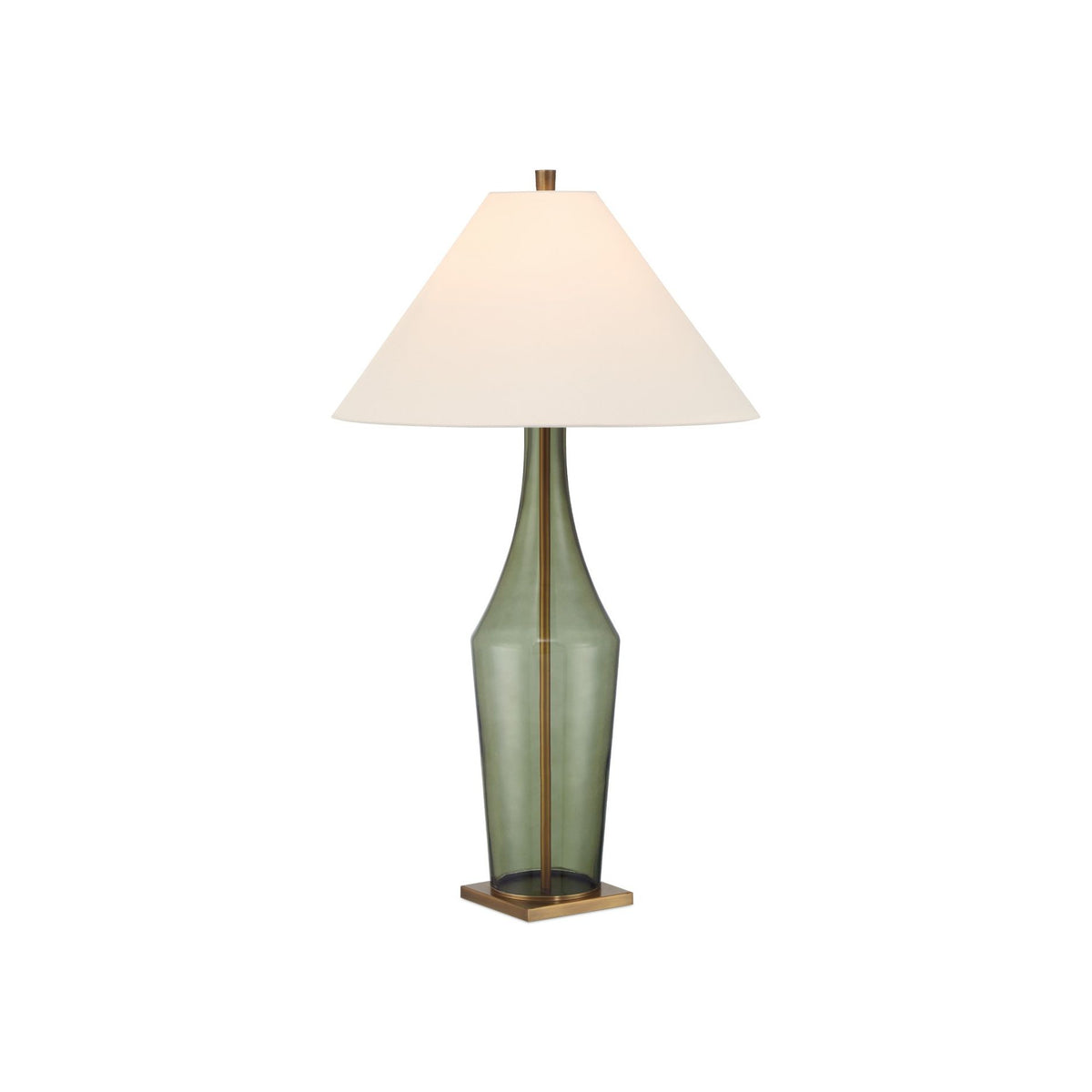 Currey and Company - 6000-1010 - One Light Table Lamp - Olive Green Table Lamp - Green / Antique Brass