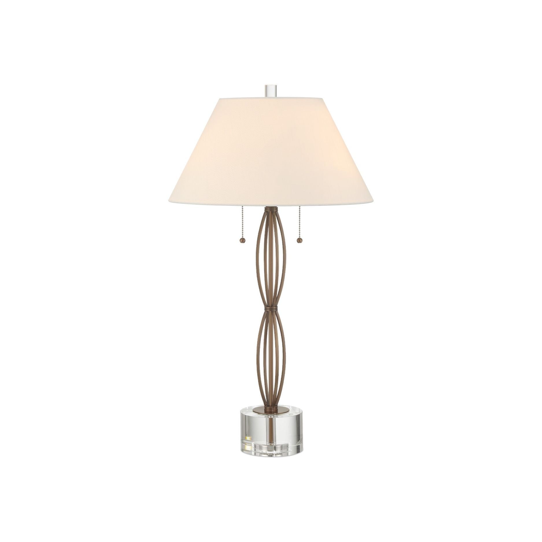 Currey and Company - 6000-1018 - Deux lumières Lampe de table - Mizner Lampe de table - Laiton antique / Transparent