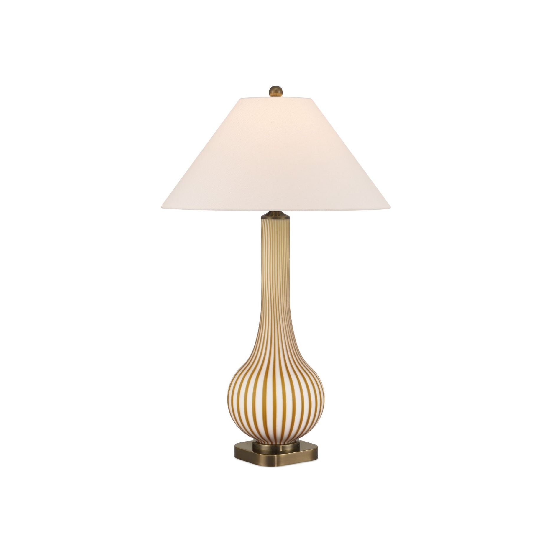 Currey and Company - 6000-1019 - Une lumière Lampe de table - Striae Lampe de table - Jaune / Blanc cassé