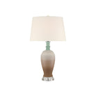 Currey and Company - 6000-1024 - Une lumière Lampe de table - Années 80 joyeuses - Marron / Bleu clair / Transparent