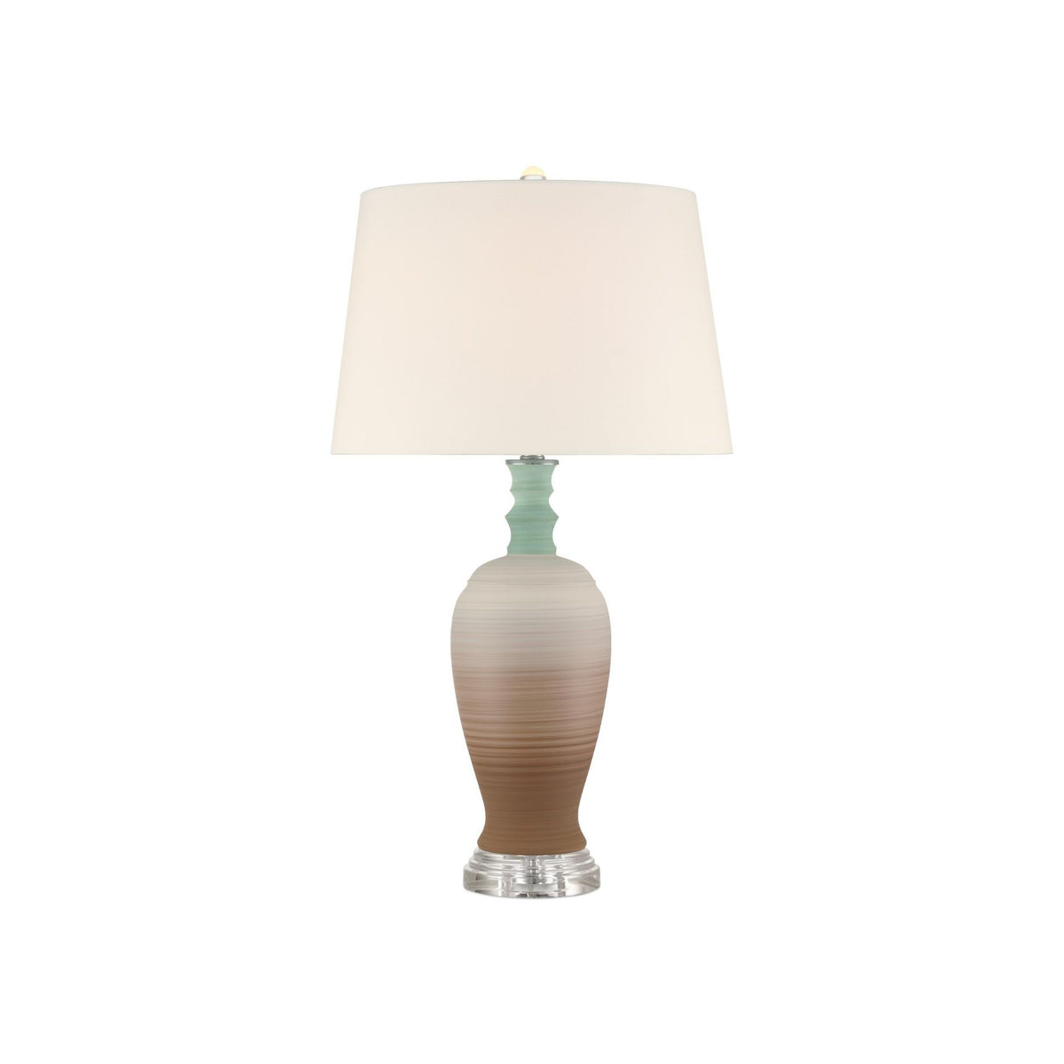 Currey and Company - 6000-1024 - Une lumière Lampe de table - Années 80 joyeuses - Marron / Bleu clair / Transparent