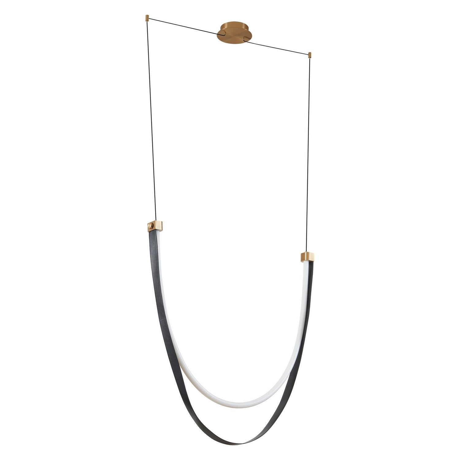 Thesis Lighting 207277A Ayers LED Linear Chandelier in Champagne Bronze w/Black/Brown Leather