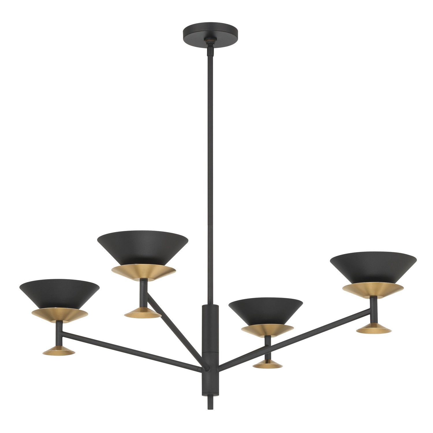 Thesis Lighting 207316A Tremolo LED Chandelier in Textured Black, Champagne Gold