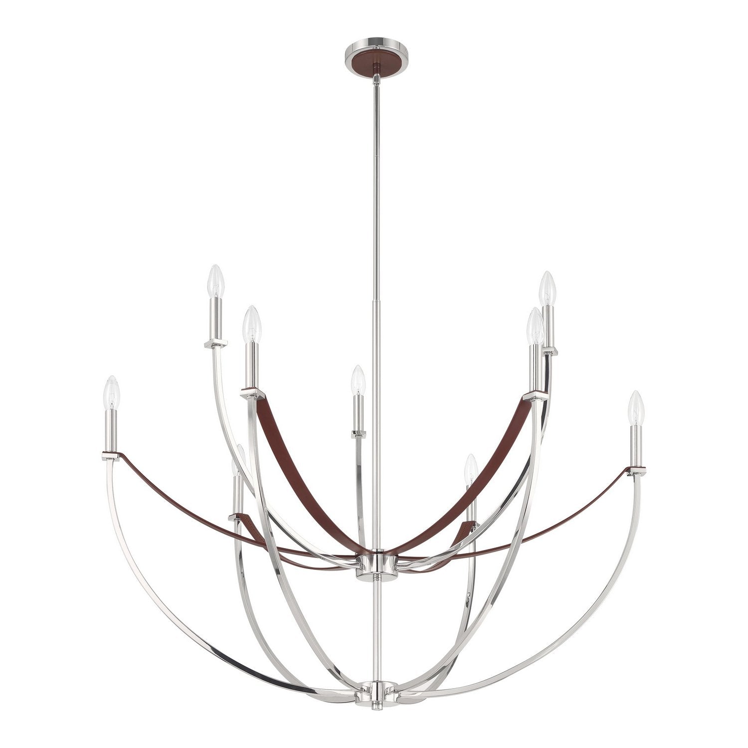 Thesis Lighting 207375A Sussex Chandelier in Polished Nickel, Dark Brown