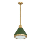 Thesis Lighting 207401A Doyle Pendant in Natural Brass, Matte Green