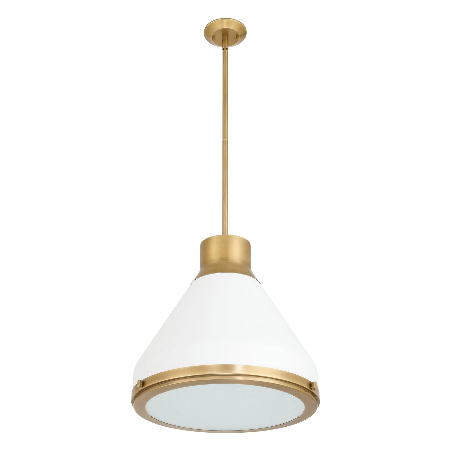 Éclairage de thèse 207402A Doyle Suspension en laiton naturel, blanc mat