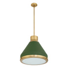 Thesis Lighting 207405A Doyle Pendant in Natural Brass, Matte Green