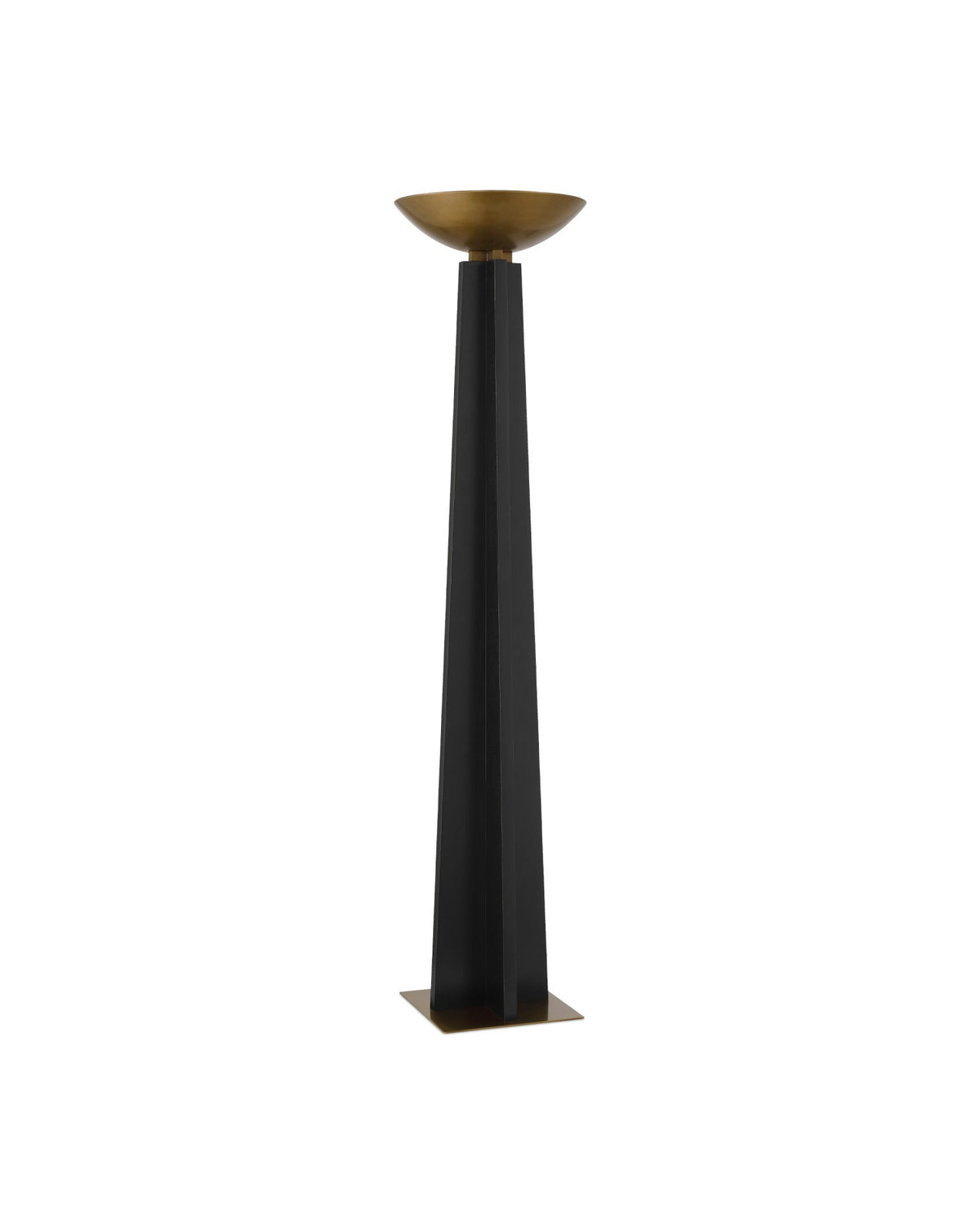Currey and Company - 8000-0167 - LED Floor Lamp - Calyx Torchiere Floor Lamp - Black / Antique Brass