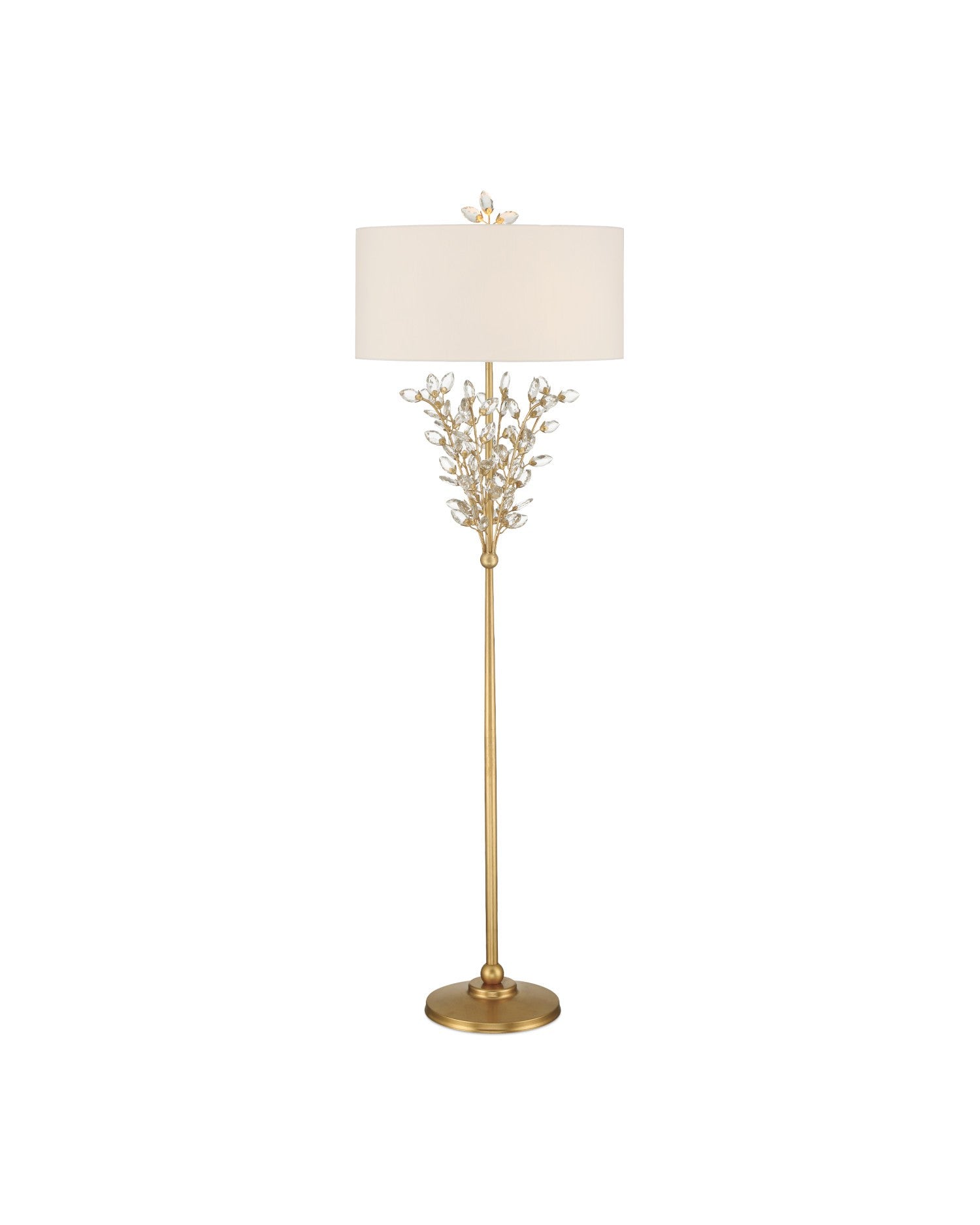 Currey and Company - 8000-0168 - Two Light Floor Lamp - Forget-Me-Not - Clear / Chinois Gold Leaf