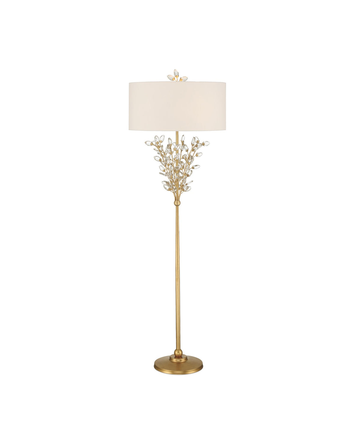 Currey and Company - 8000-0168 - Two Light Floor Lamp - Forget-Me-Not - Clear / Chinois Gold Leaf