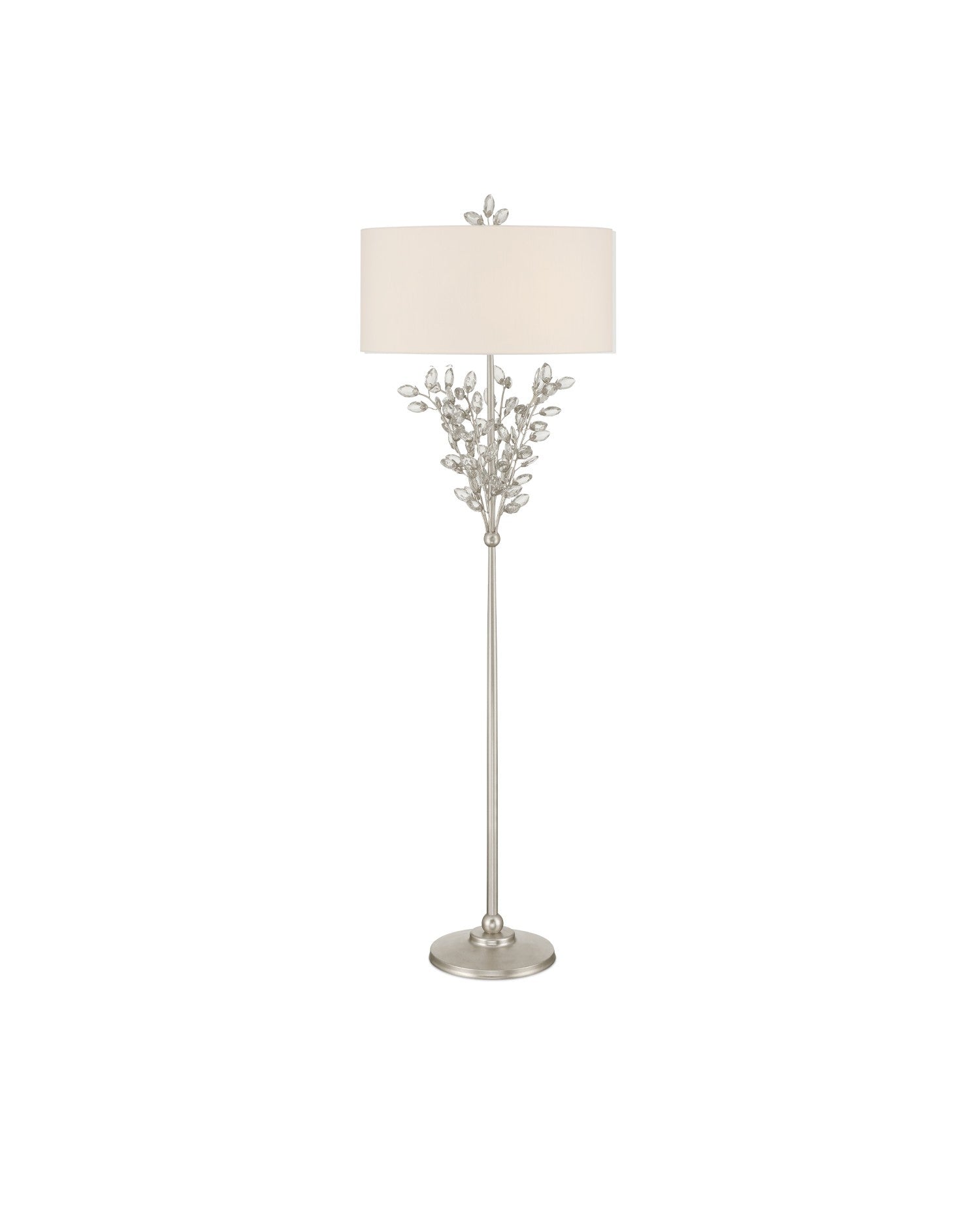 Currey and Company - 8000-0169 - Two Light Floor Lamp - Forget-Me-Not - Clear / Silver Leaf