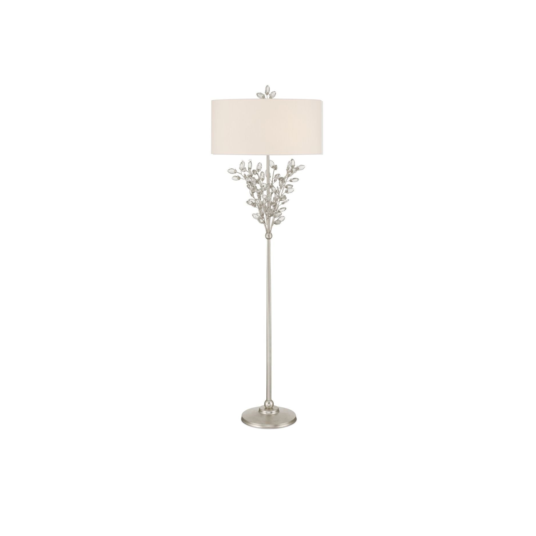 Currey and Company - 8000-0169 - Lampadaire à deux lumières - Myosotis - Transparent / Feuille d'argent