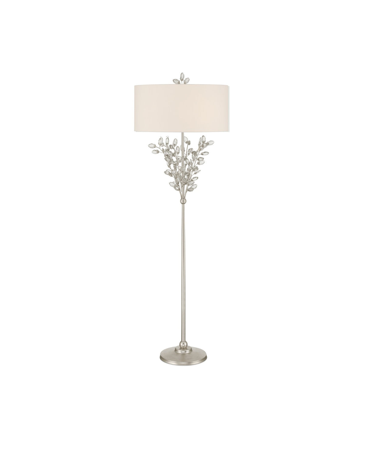 Currey and Company - 8000-0169 - Two Light Floor Lamp - Forget-Me-Not - Clear / Silver Leaf