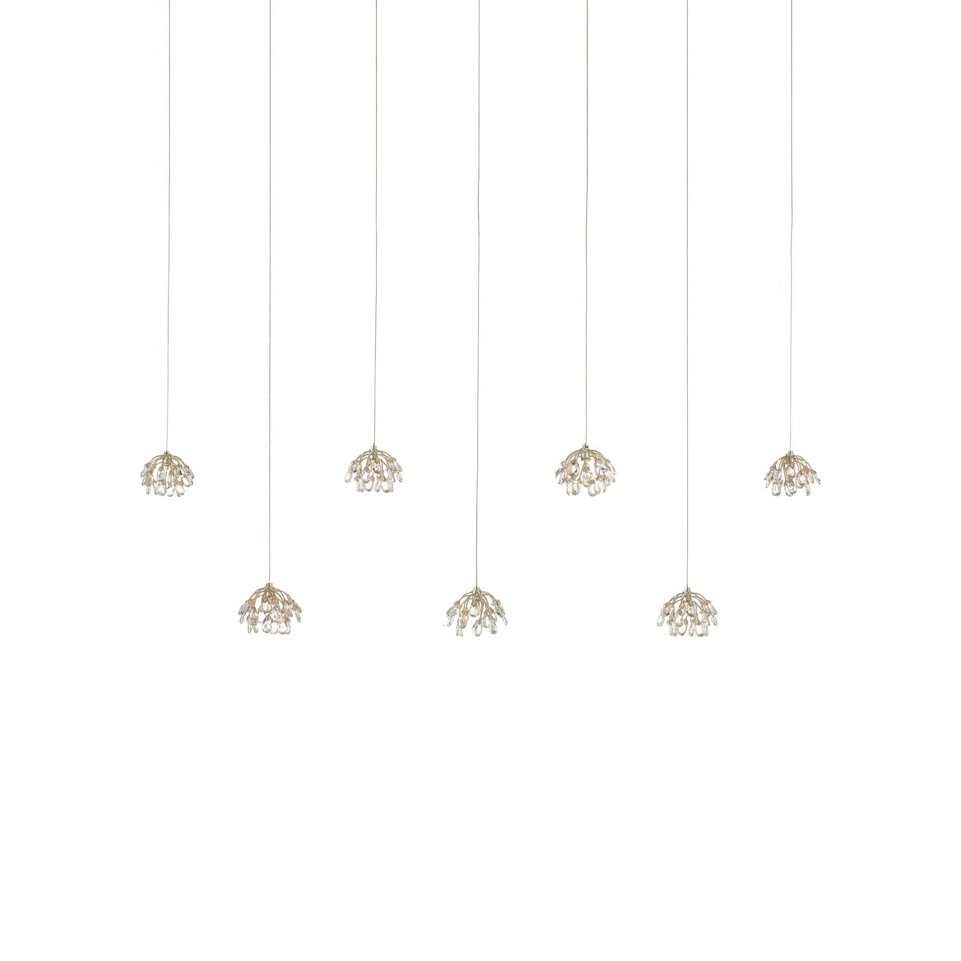 Currey and Company - 9000-1054 - Seven Light Pendant - Crystal Bud Collection - Crystal/ Contemporary Silver Leaf
