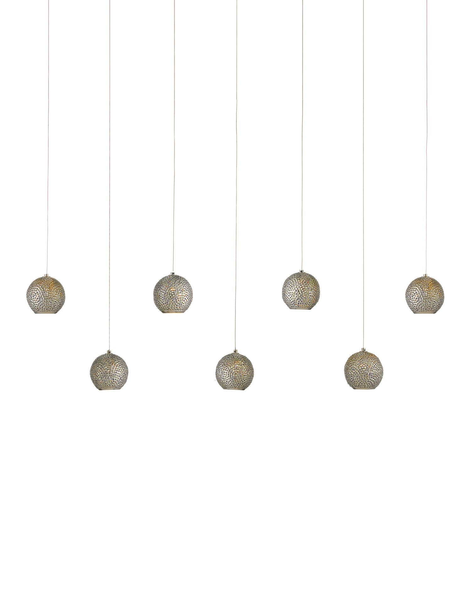 Currey and Company - 9000-1056 - Seven Light Pendant - Giro Collection - Blue/Nickel