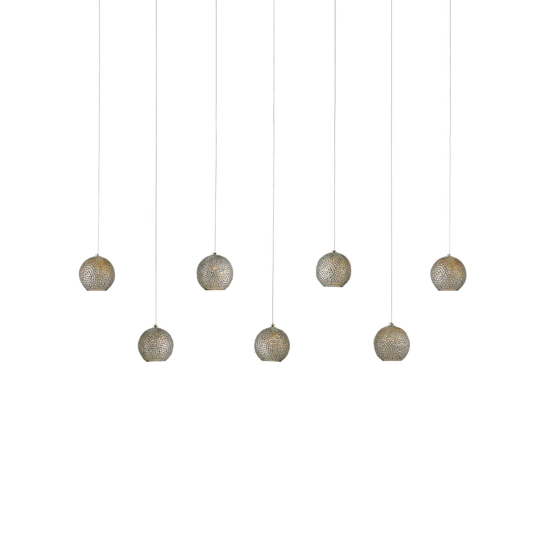 Currey and Company - 9000-1056 - Seven Light Pendant - Giro Collection - Blue/Nickel