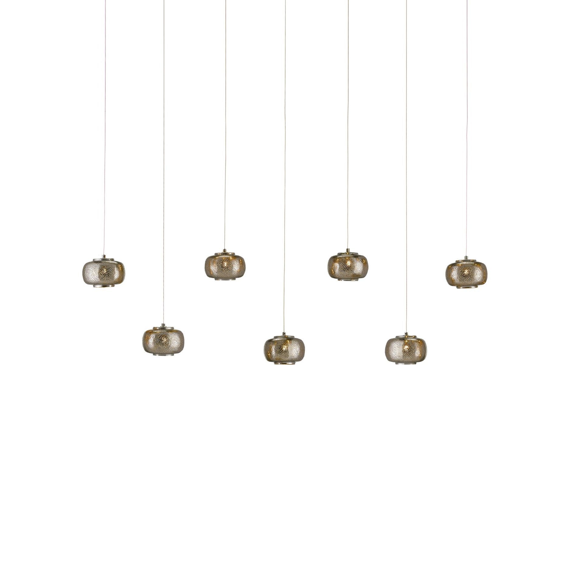 Currey and Company - 9000-1057 - Seven Light Pendant - Pepper Collection - Nickel