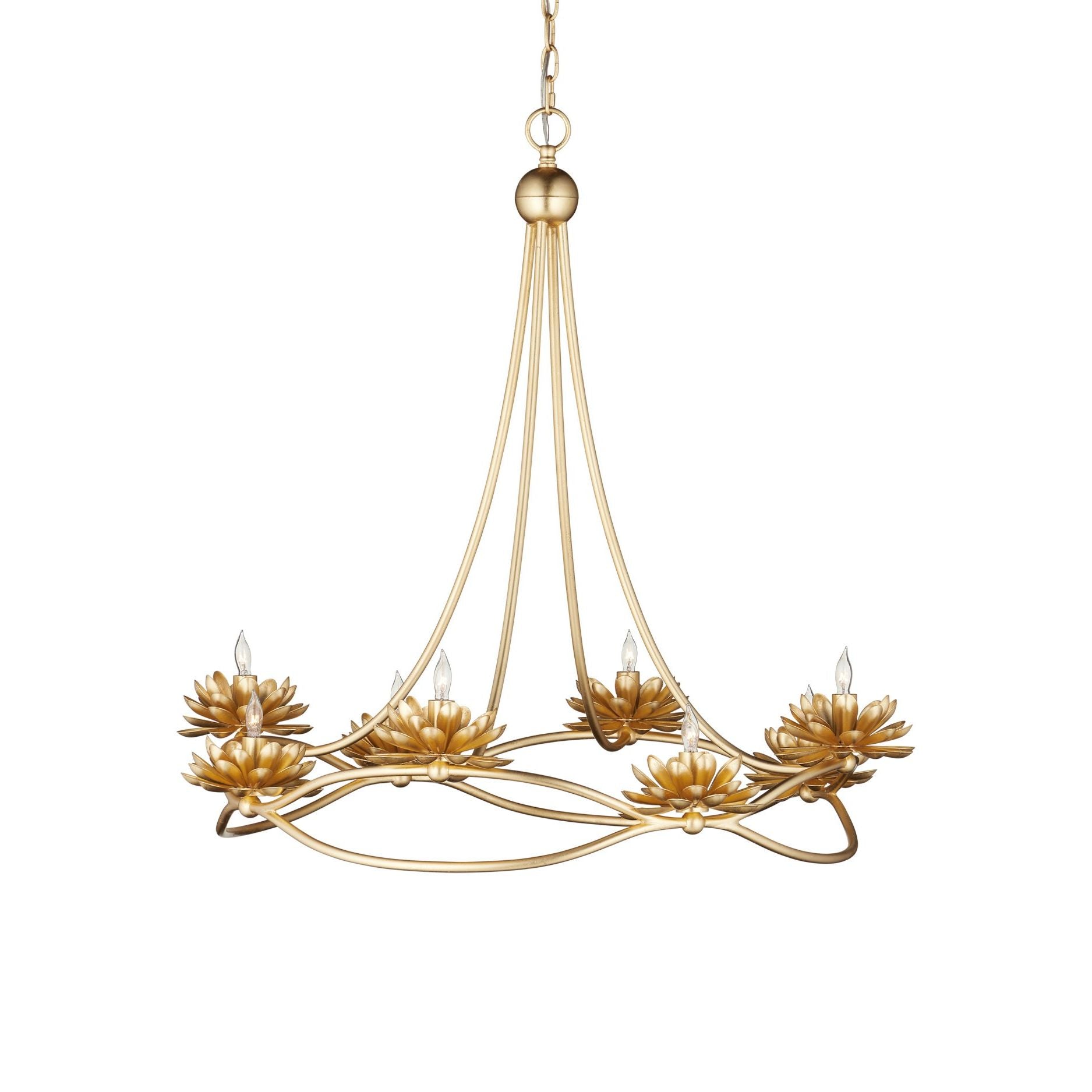 Currey and Company - 9000-1278 - Eight Light Chandelier - Cyrene Gold Chandelier - Gold Leaf