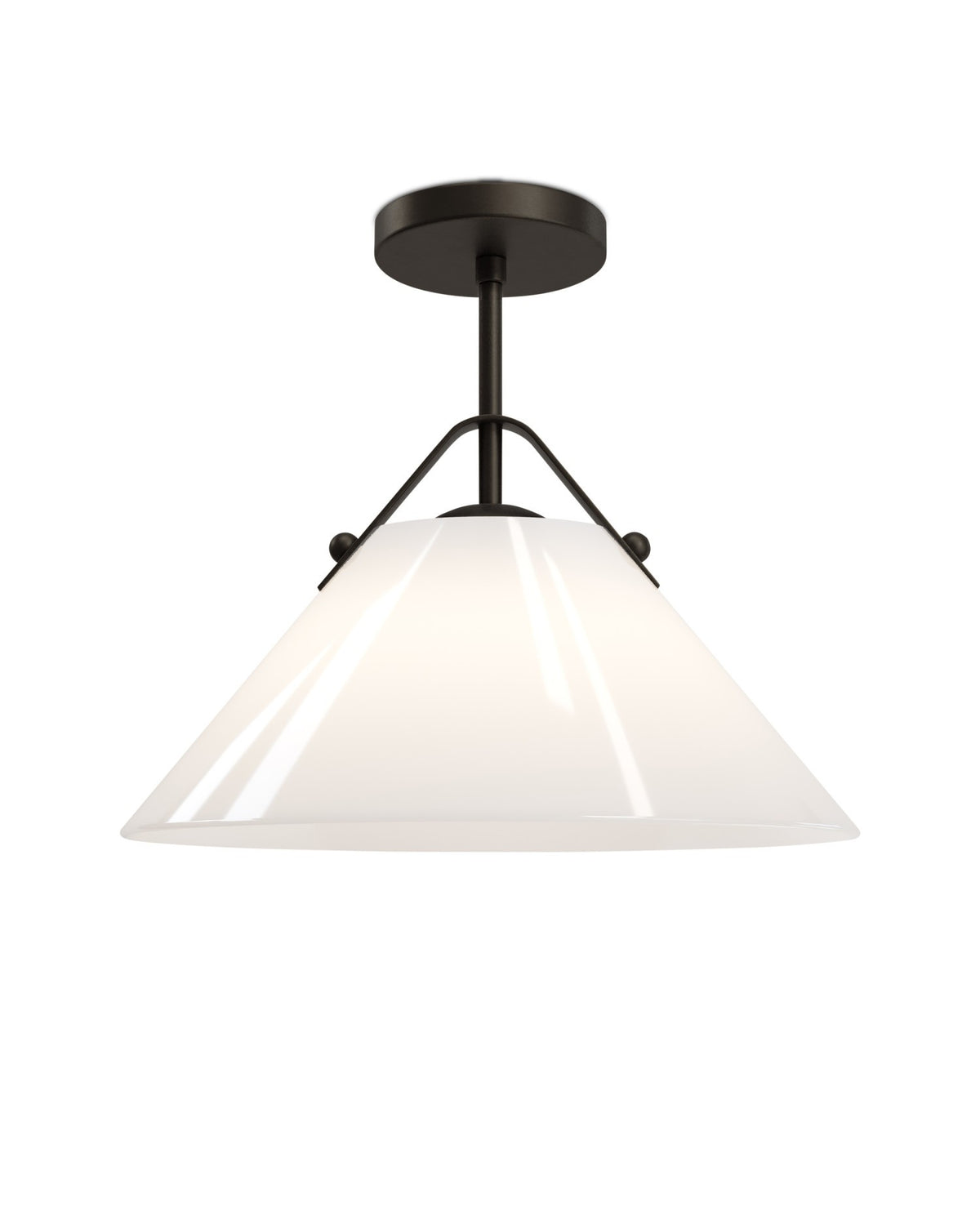 Currey and Company - 9000-1281 - One Light Pendant - Bronwen - Opaque White / Oil Rubbed Bronze