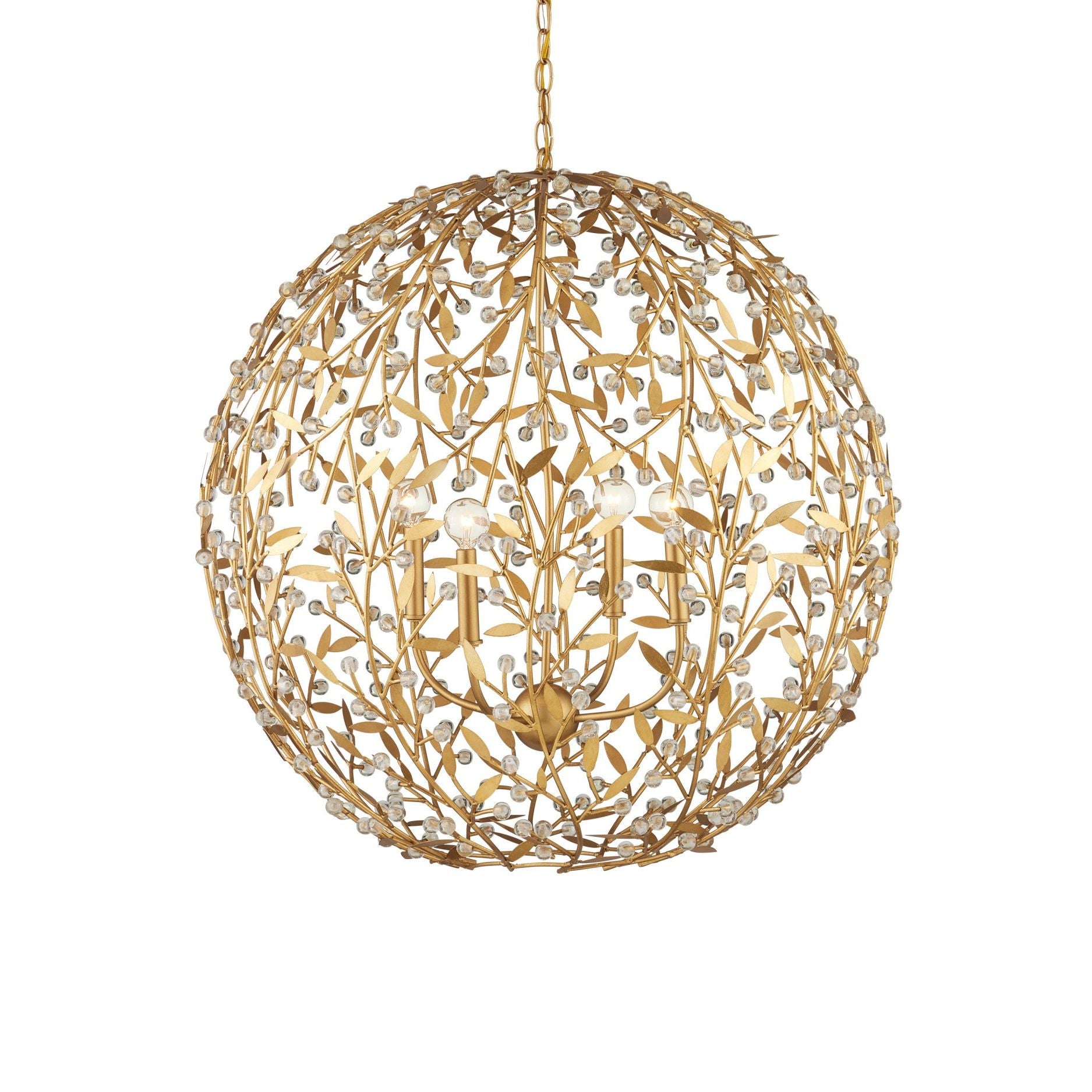 Currey and Company - 9000-1289 - Four Light Chandelier - Secret Garden - Clear / Contemporary Gold Leaf / Contemporary Gold