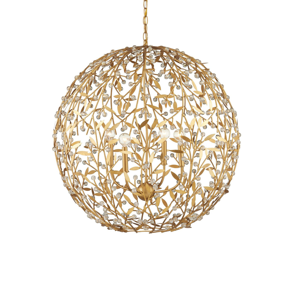 Currey and Company - 9000-1289 - Four Light Chandelier - Secret Garden - Clear / Contemporary Gold Leaf / Contemporary Gold