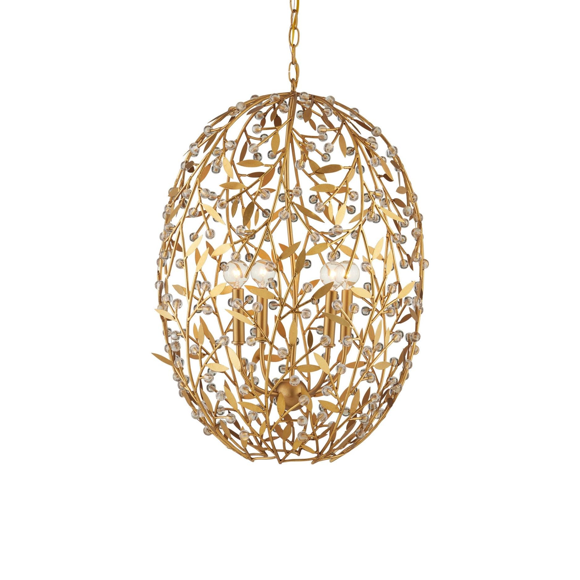 Currey and Company - 9000-1290 - Four Light Chandelier - Secret Garden - Clear / Contemporary Gold Leaf / Contemporary Gold