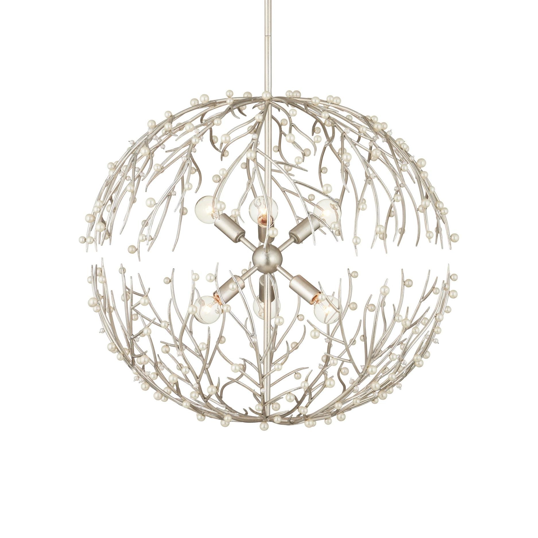 Currey and Company - 9000-1291 - Six Light Chandelier - Shinju - Natural / Contemporary Silver Leaf