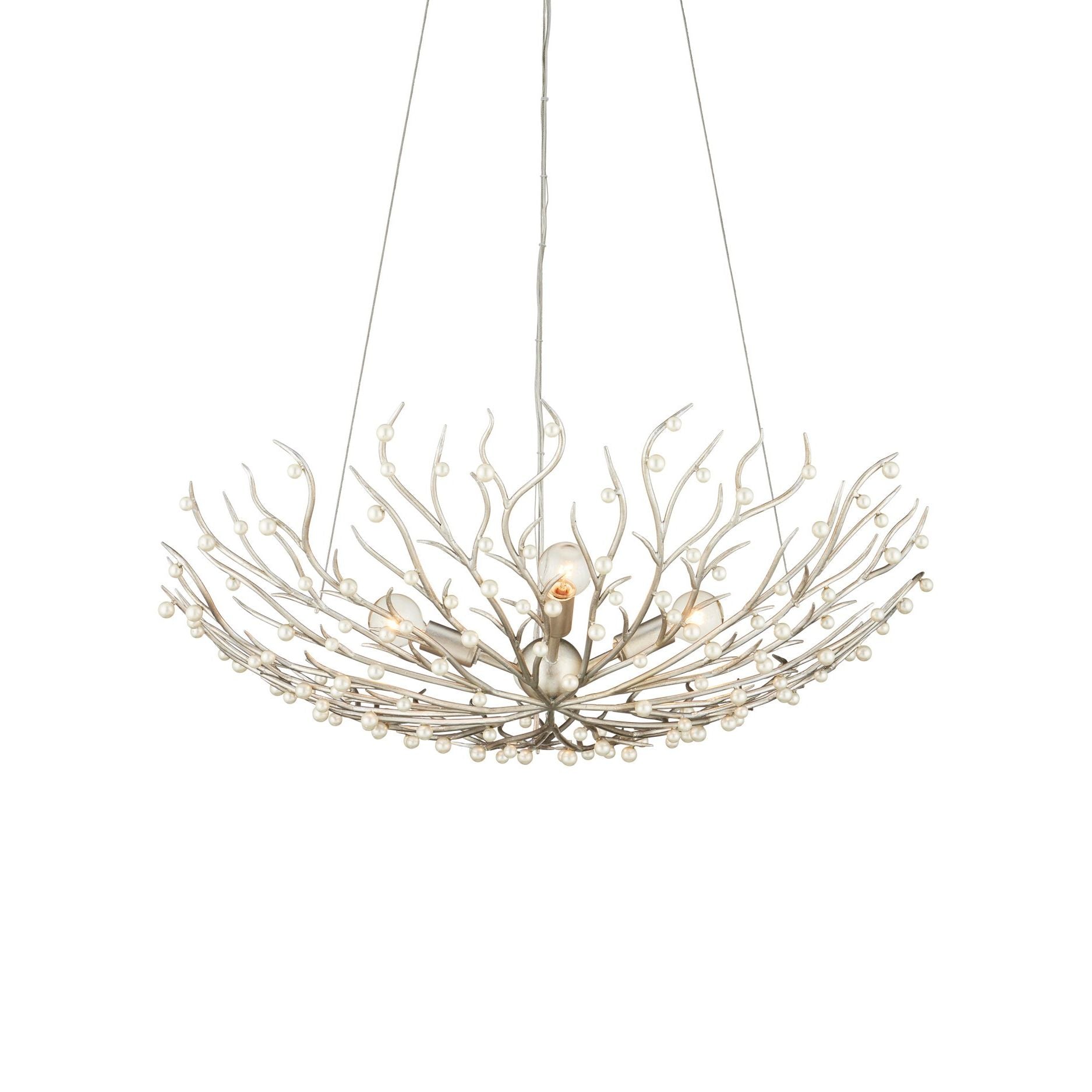 Currey and Company - 9000-1292 - Four Light Chandelier - Shinju - Natural / Contemporary Silver Leaf