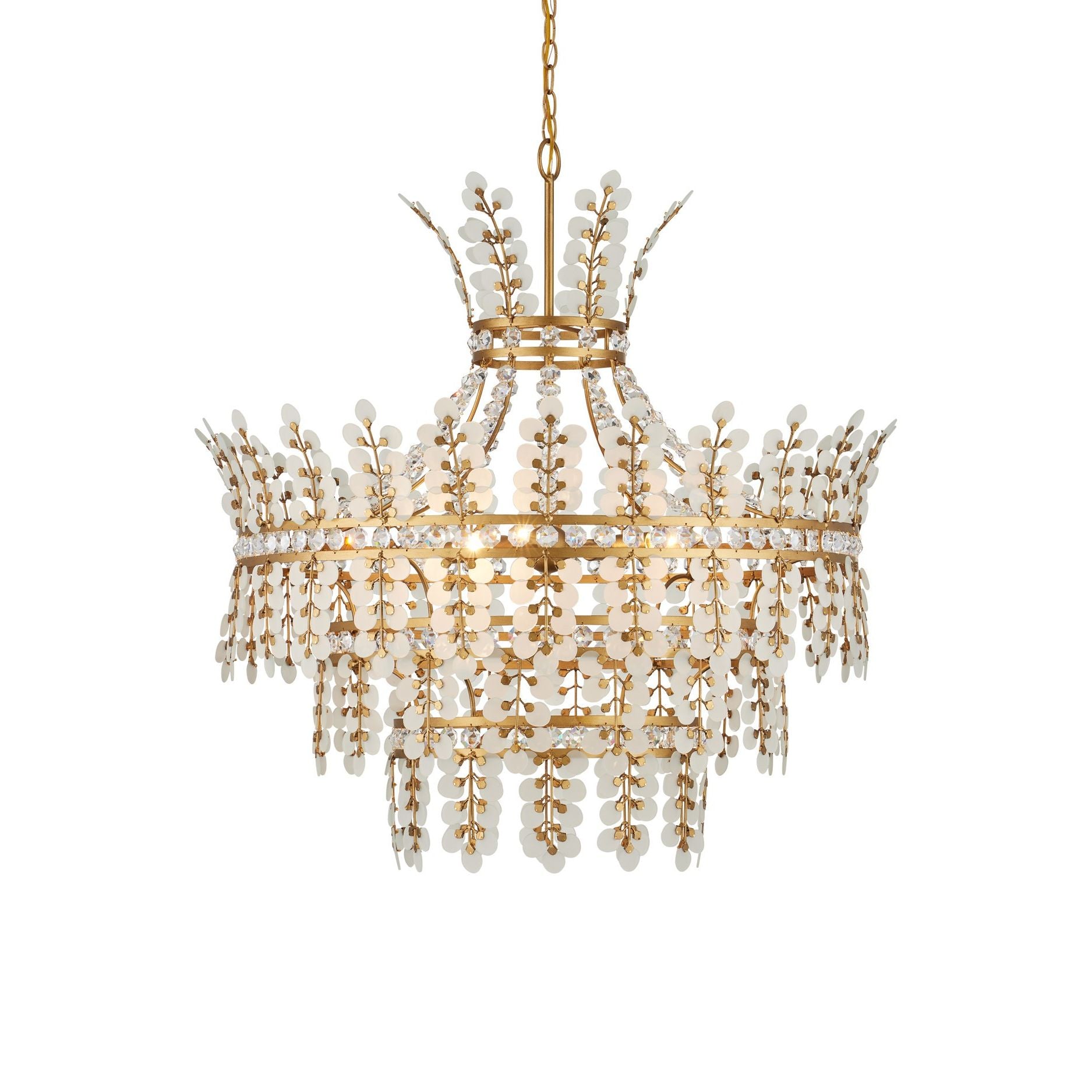 Currey and Company - 9000-1295 - Four Light Chandelier - Bradshaw - Frosted / Clear / Brass