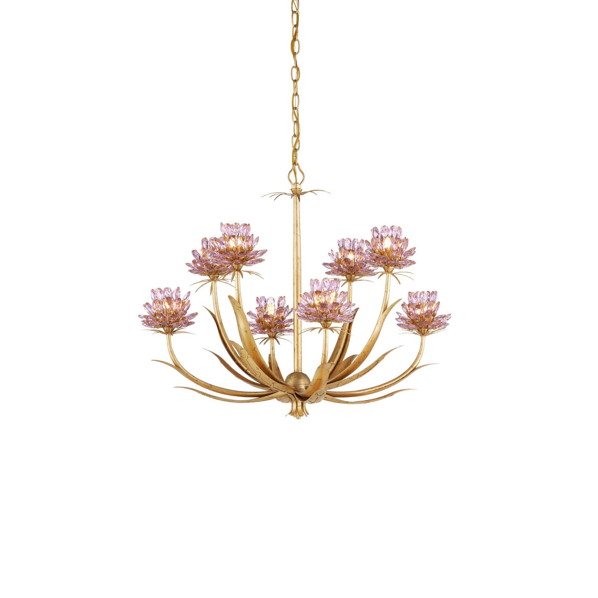 Currey and Company - 9000-1306 - Huit Lumières Suspendu - Marilee - Feuille rose / or hollandais