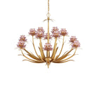 Currey and Company - 9000-1307 - 12 Lumières Suspendu - Marilee - Feuille rose / or hollandais