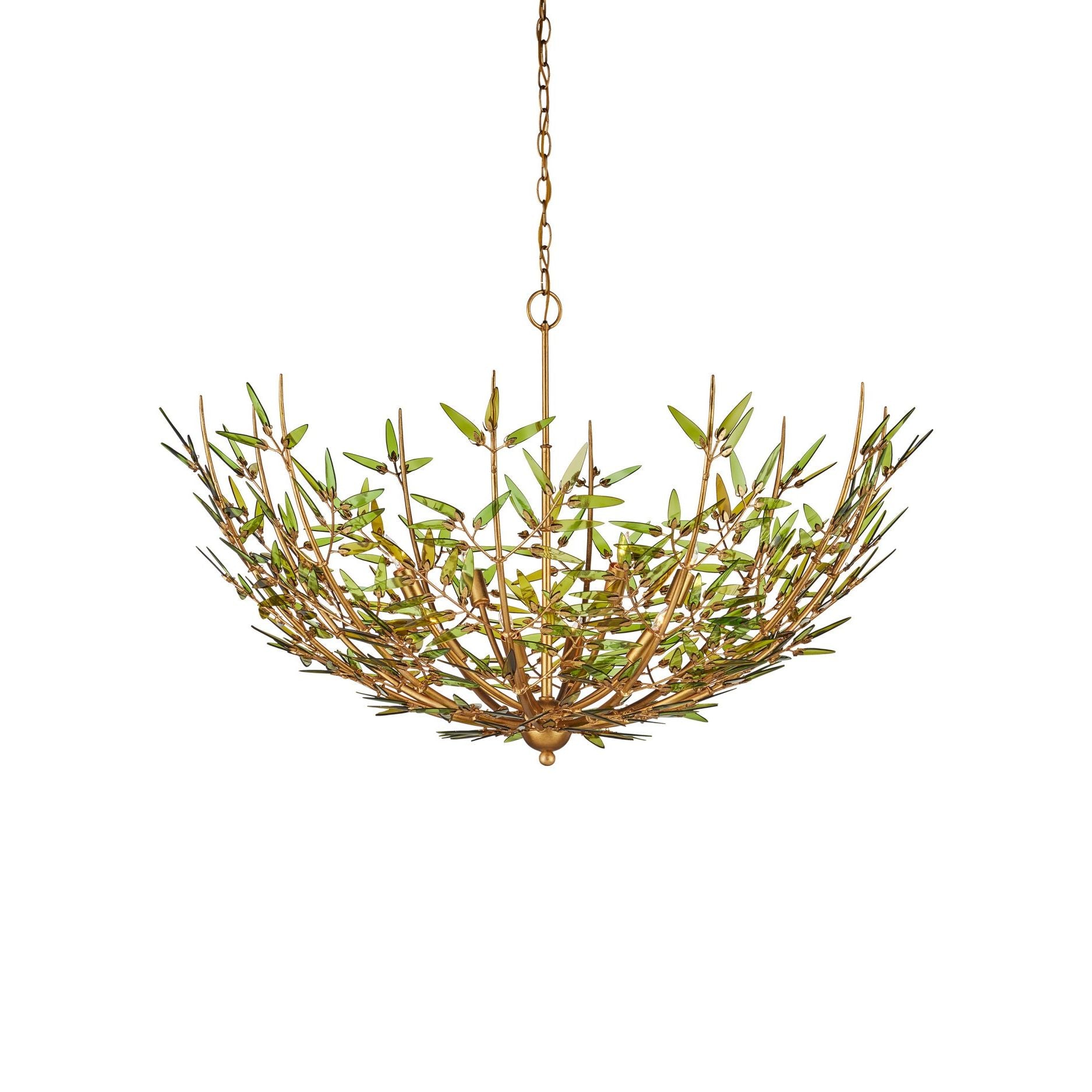 Currey and Company - 9000-1308 - Huit Lumières Suspendu - Babylone - Vert / Feuille d'or contemporaine / Or contemporain