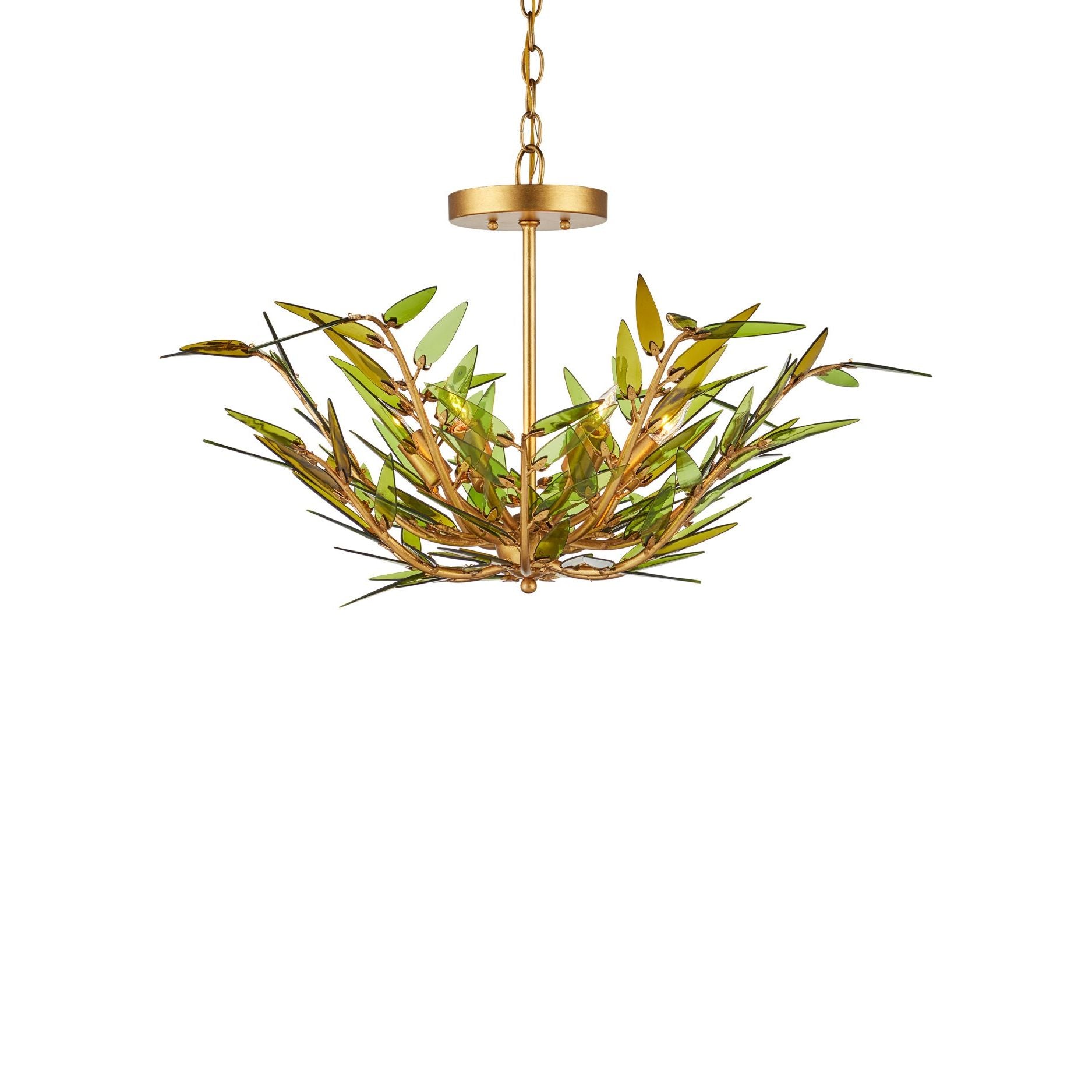 Currey and Company - 9000-1309 - Six Light Pendant - Babylon - Green / Contemporary Gold Leaf / Contemporary Gold