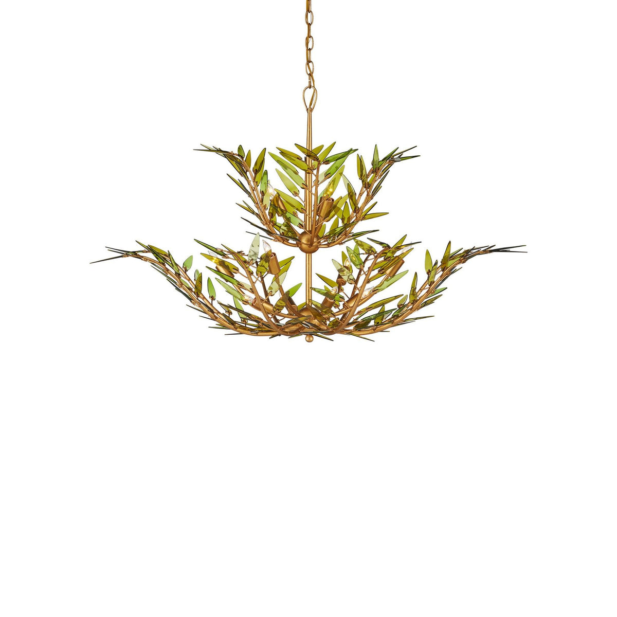 Currey and Company - 9000-1310 - 11 Light Chandelier - Babylon - Green / Contemporary Gold Leaf / Contemporary Gold