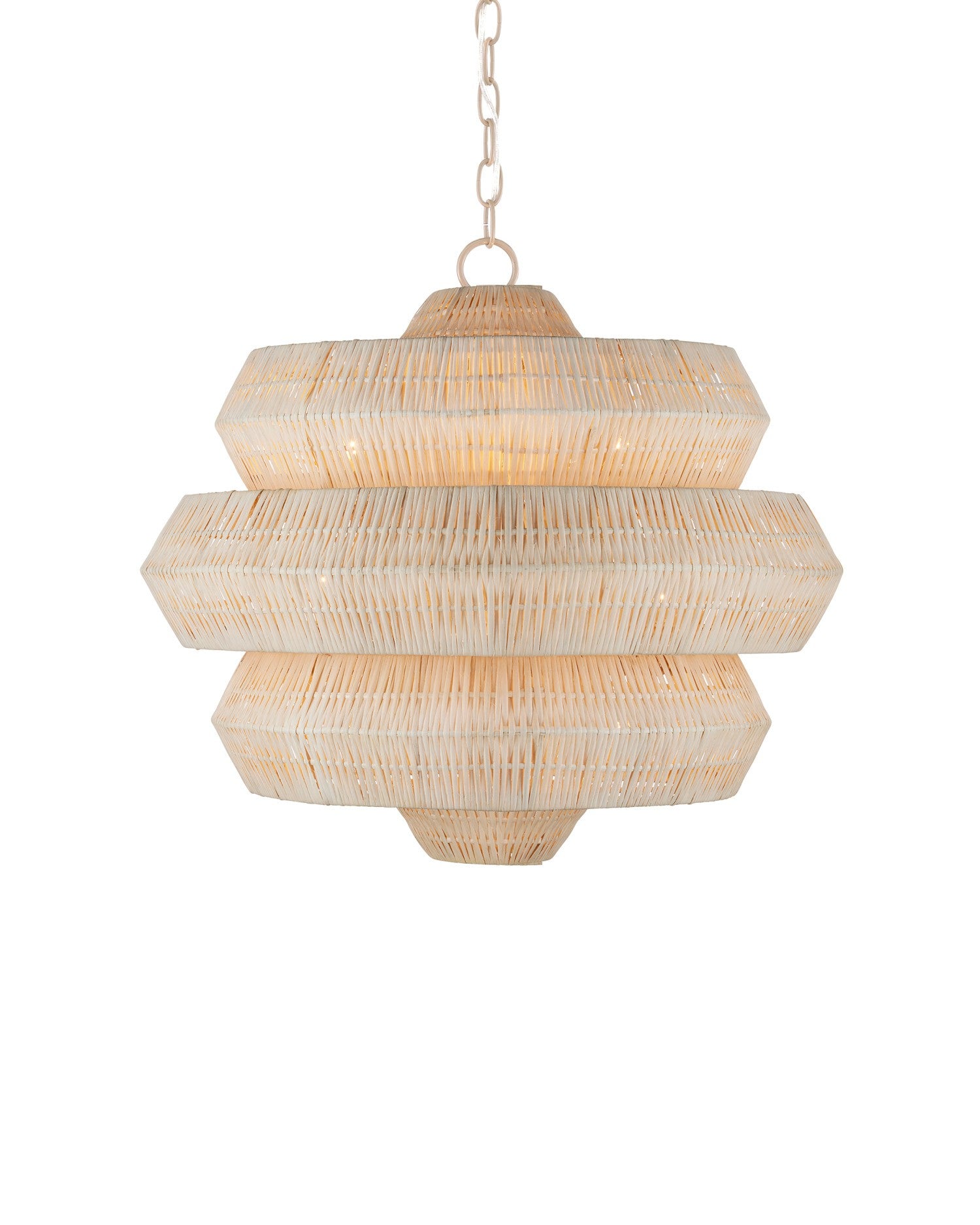 Currey and Company - 9000-1316 - Three Light Chandelier - Antibes - Bleached Natural / Snow White