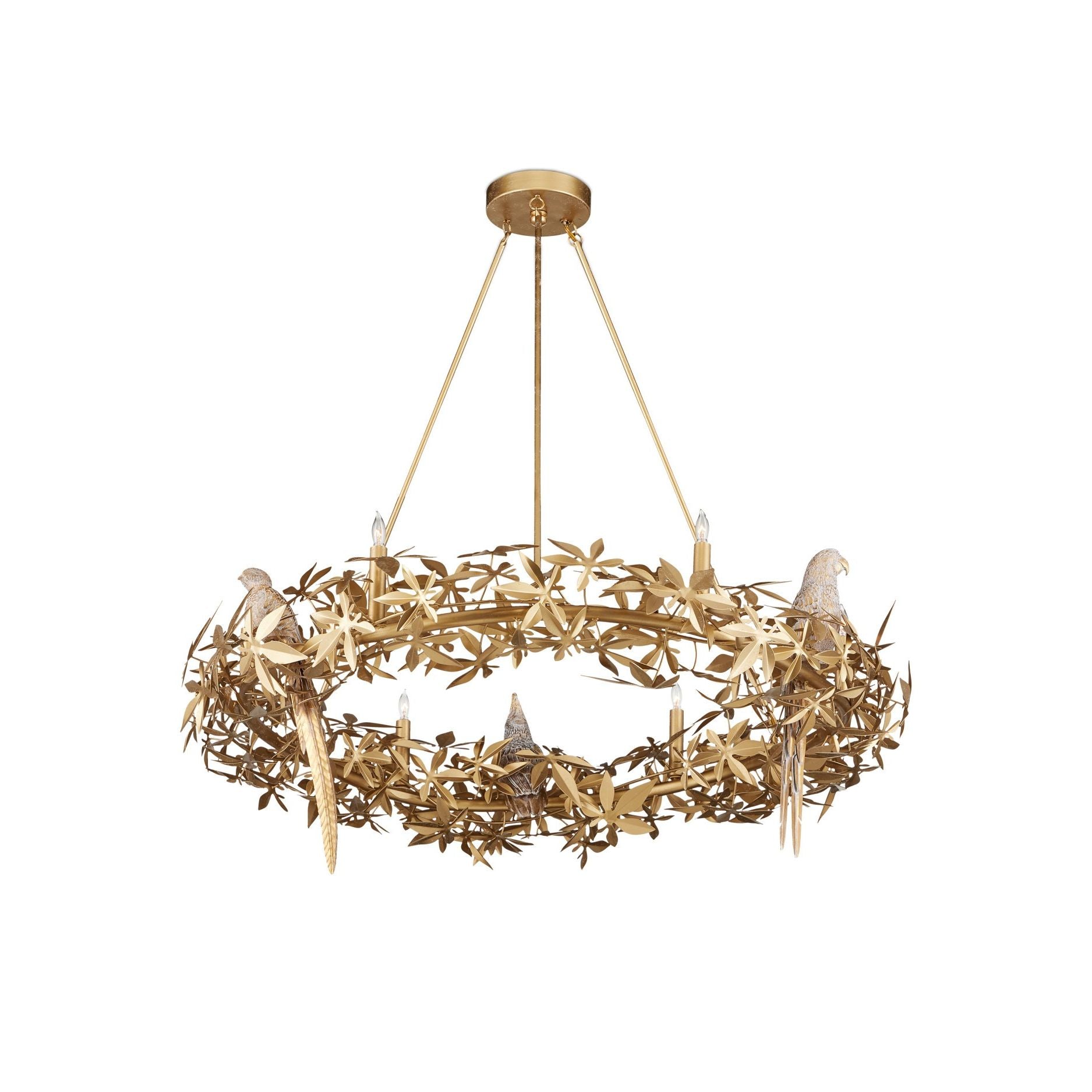 Currey and Company - 9000-1320 - Six Light Chandelier - Aviary - Swedish Gold