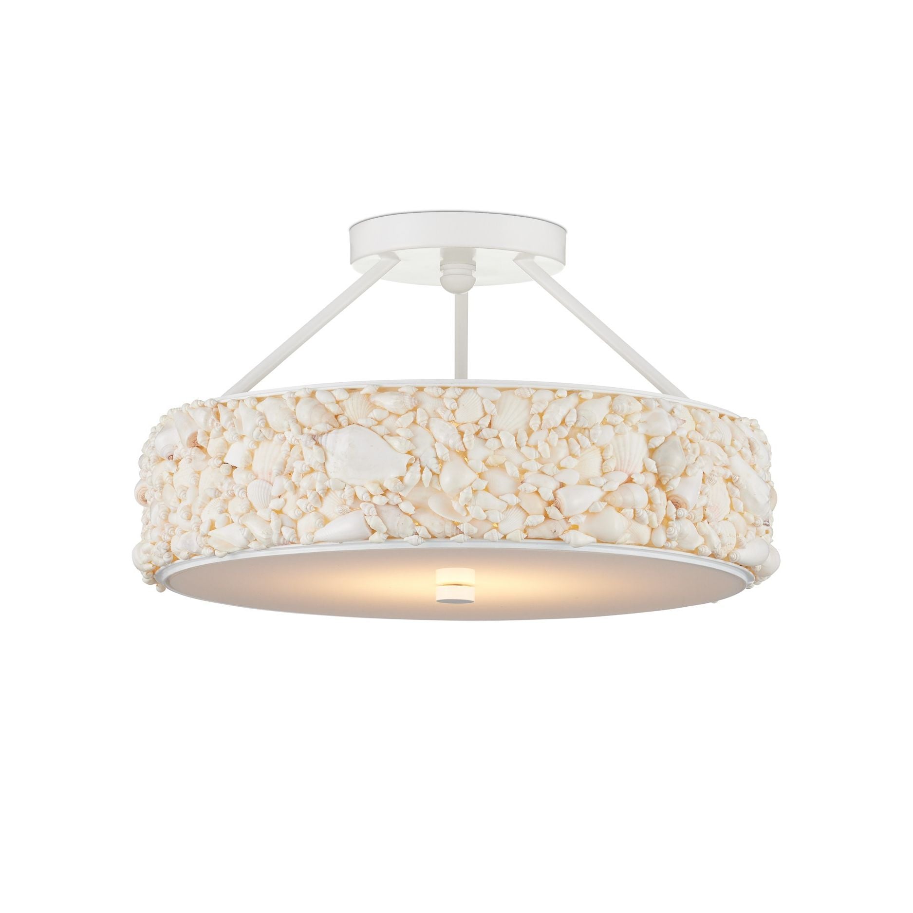 Currey and Company - 9000-1324 - LED Semi-Plafonnier Turbinella - Naturelle / Sucre Blanc / Blanc