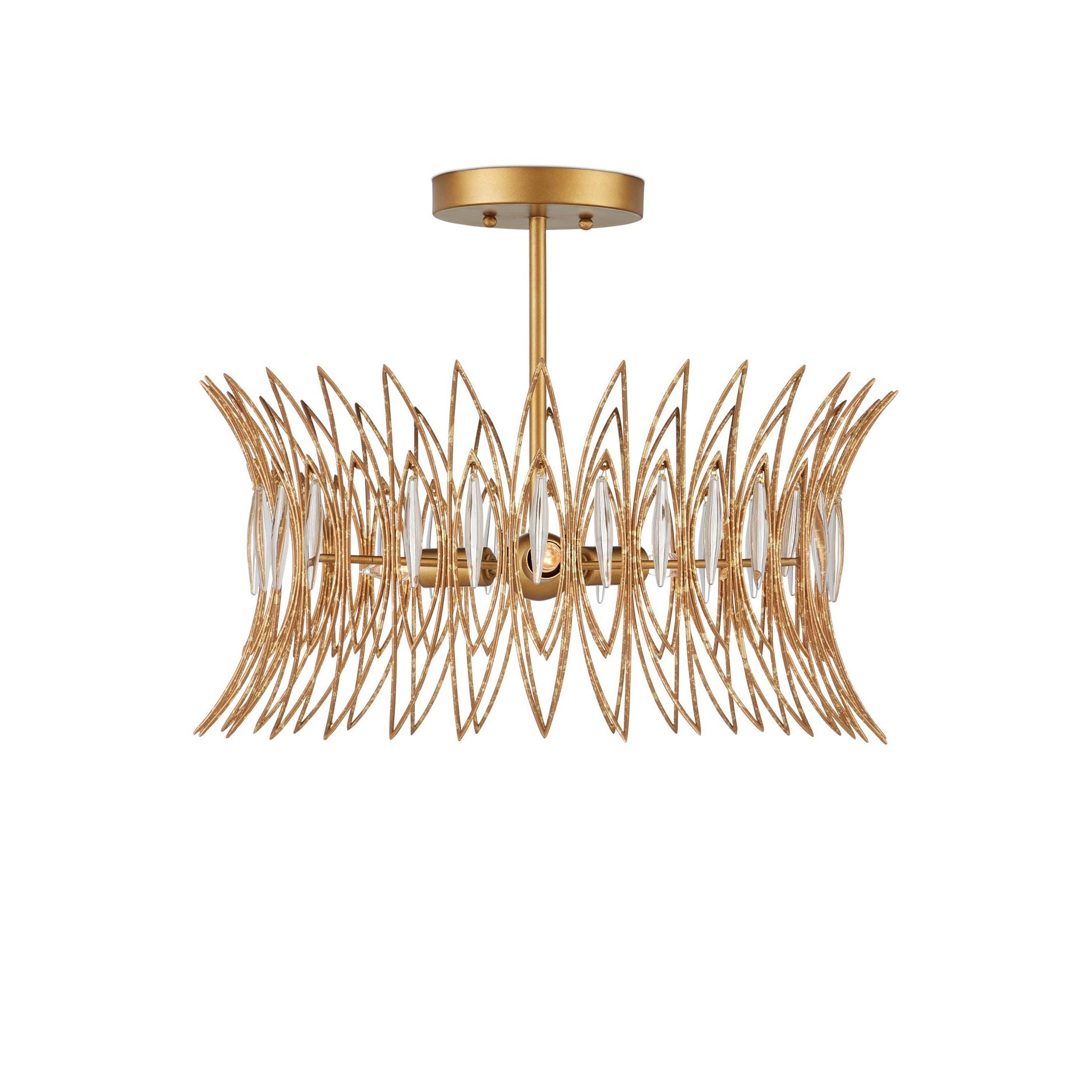 Currey and Company - 9000-1325 - Three Light Flush Mount - Marquise - Clear / Luxor Gold