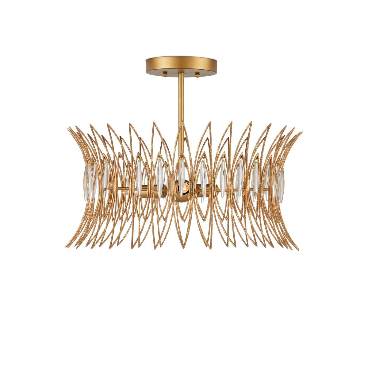 Currey and Company - 9000-1325 - Three Light Flush Mount - Marquise - Clear / Luxor Gold