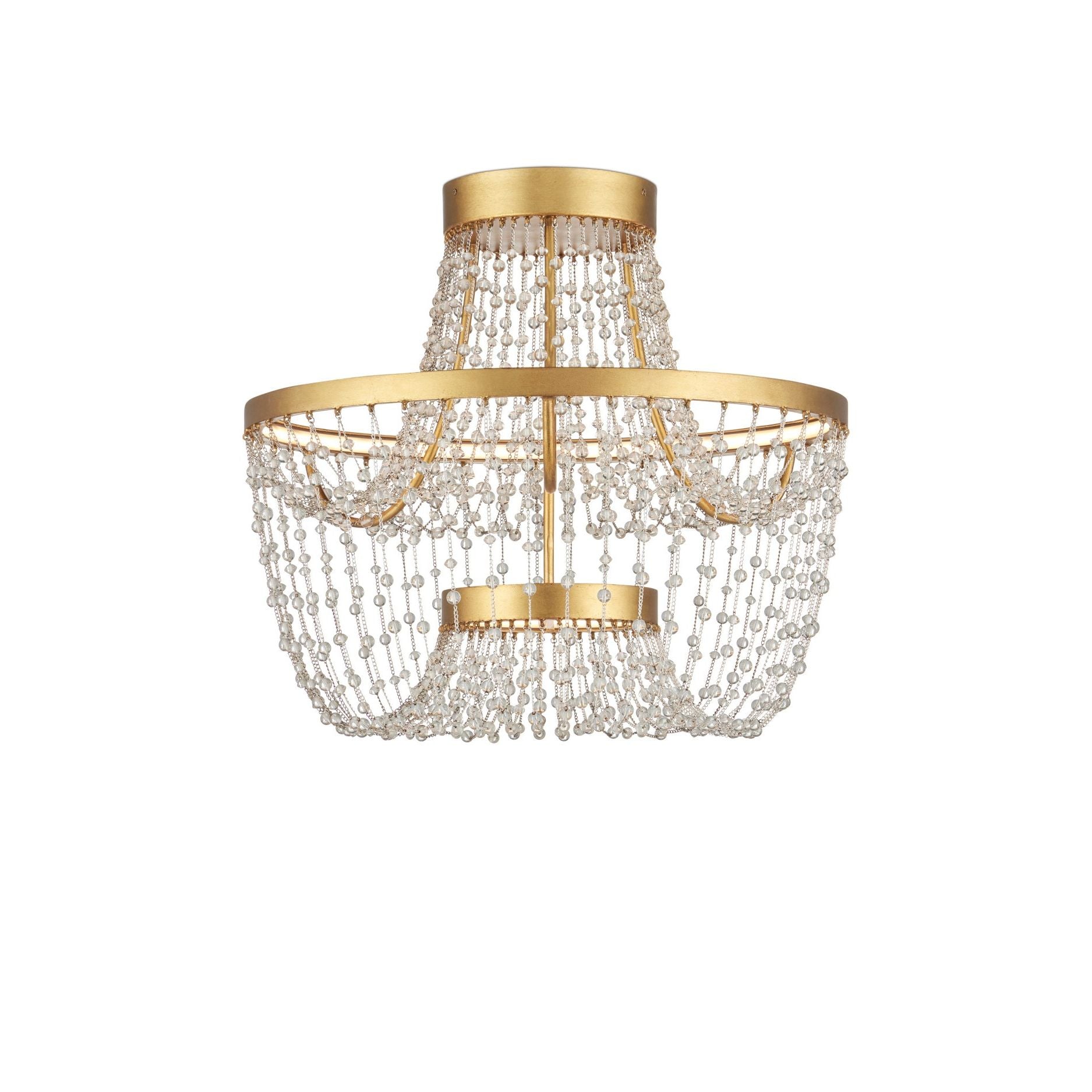 Currey and Company - 9000-1327 - LED Semi-Flush Mount - Mademoiselle - Clear / Contemporary Gold Leaf / Contemporary Gold