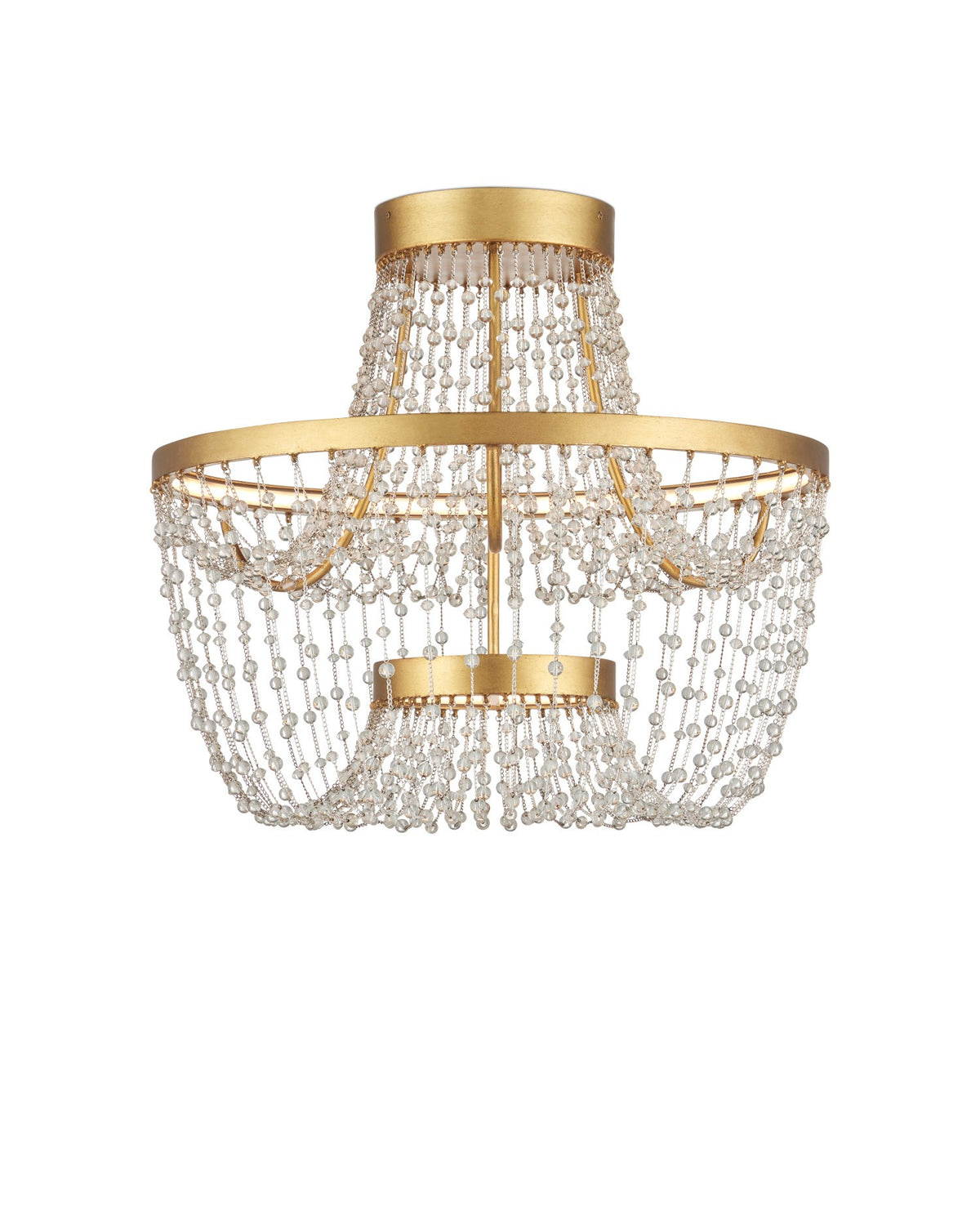 Currey and Company - 9000-1327 - LED Semi-Flush Mount - Mademoiselle - Clear / Contemporary Gold Leaf / Contemporary Gold