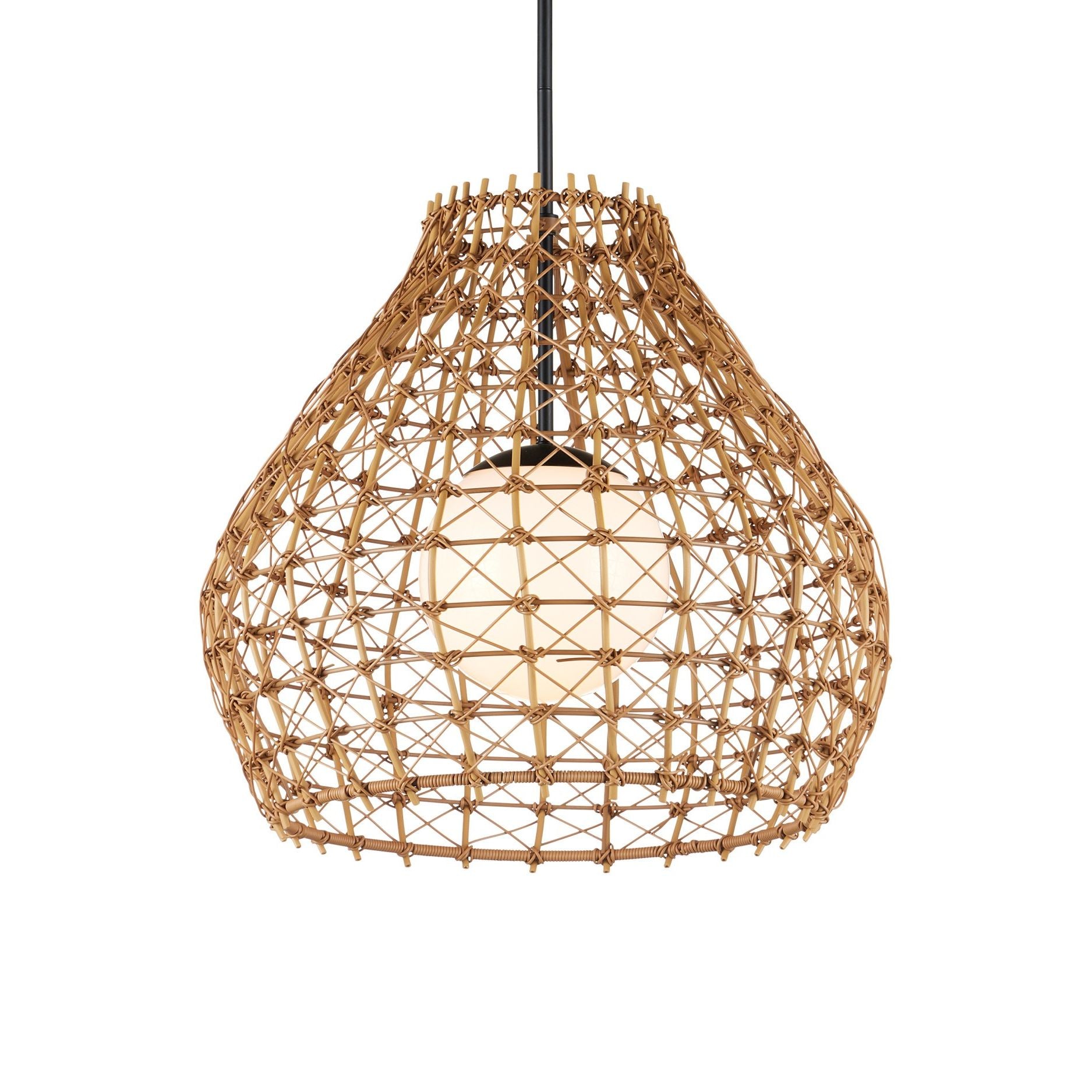 Currey and Company - 9500-0014 - One Light Pendant - Bly Outdoor Pendant - Natural / Black / Frosted White